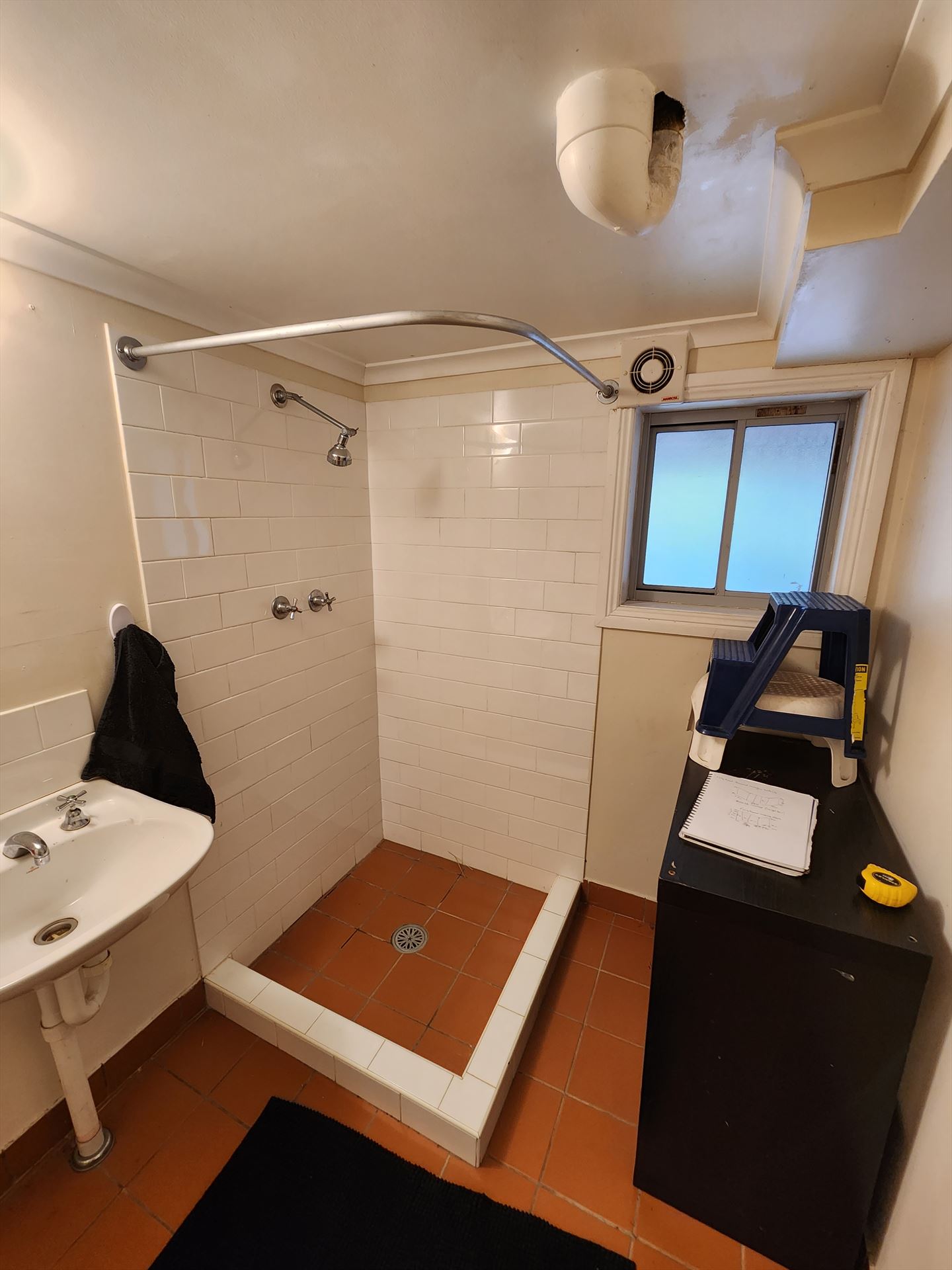 Bathroom before frameless shower screen install in Gymea Bay