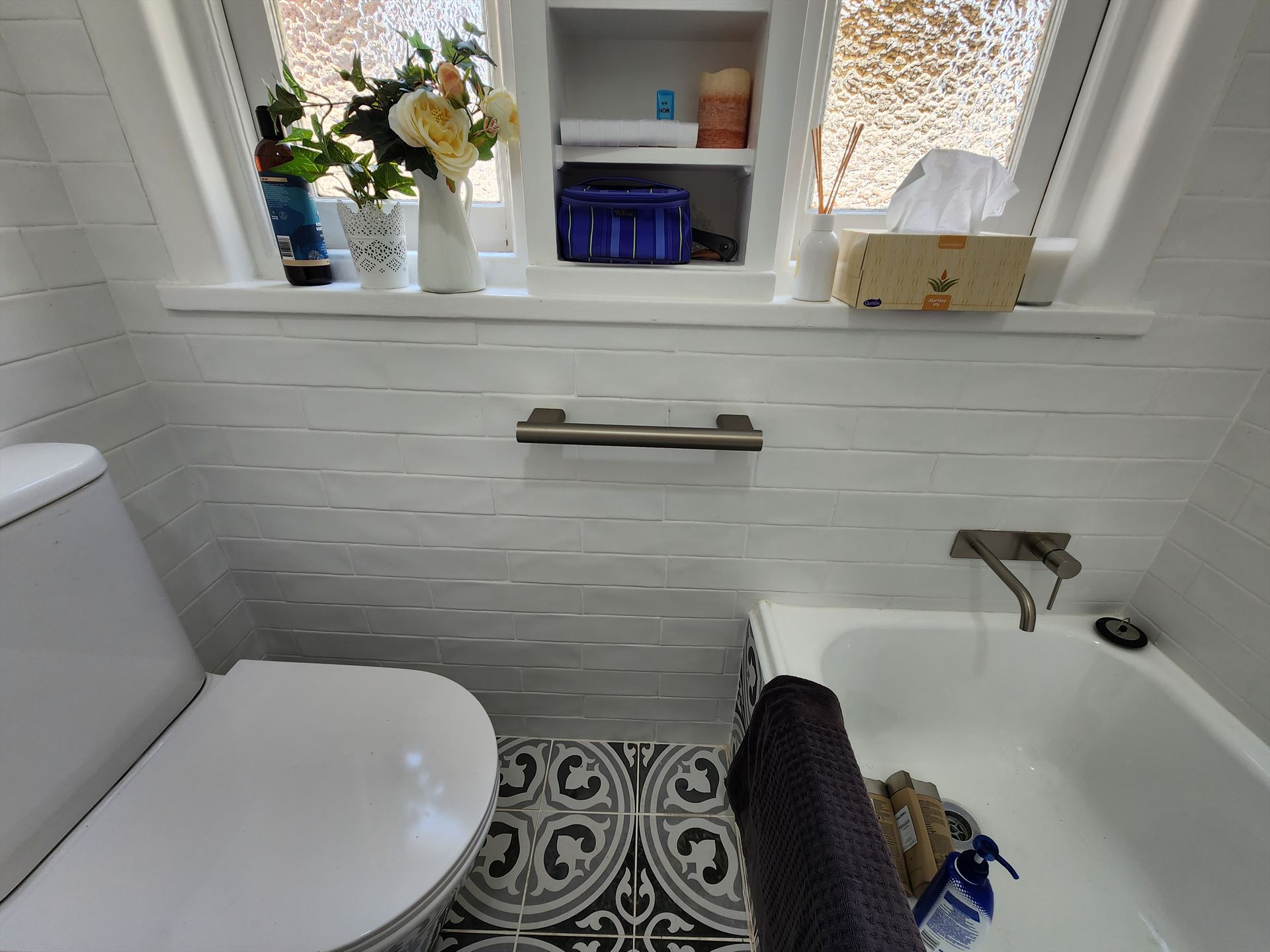 Bathroom before frameless shower screen install in Earlwood