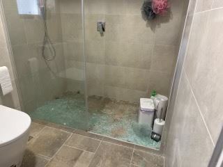 Bathroom before frameless shower screen install in Menai