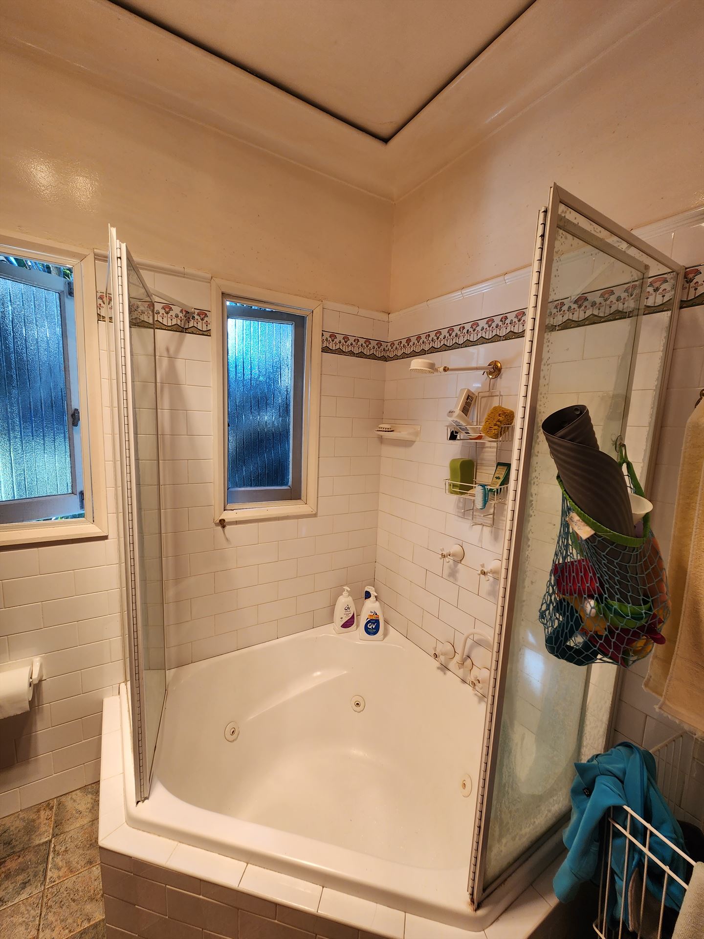 Bathroom before frameless shower screen install in Warrawee