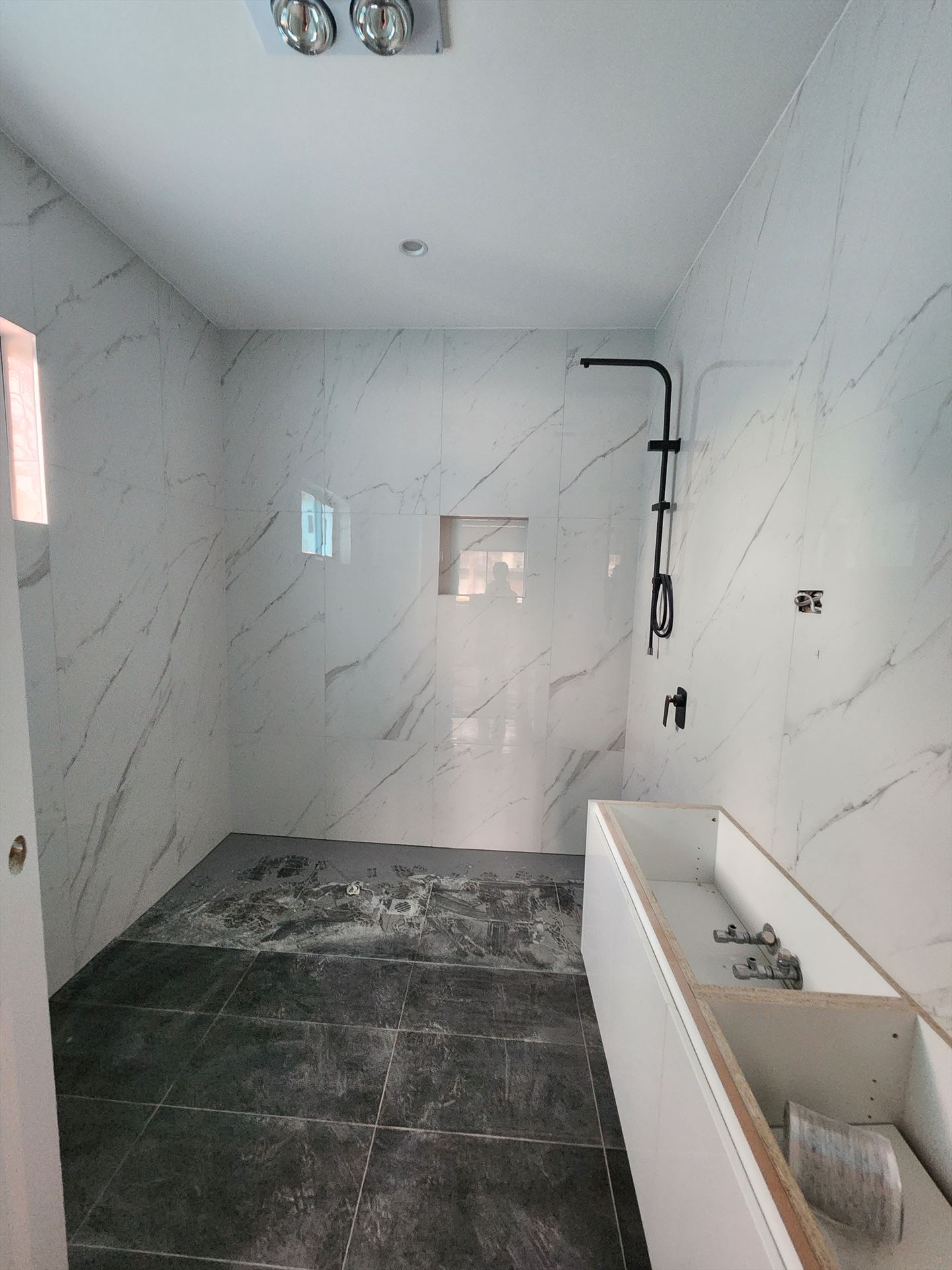 Bathroom before frameless shower screen install in Toongabbie