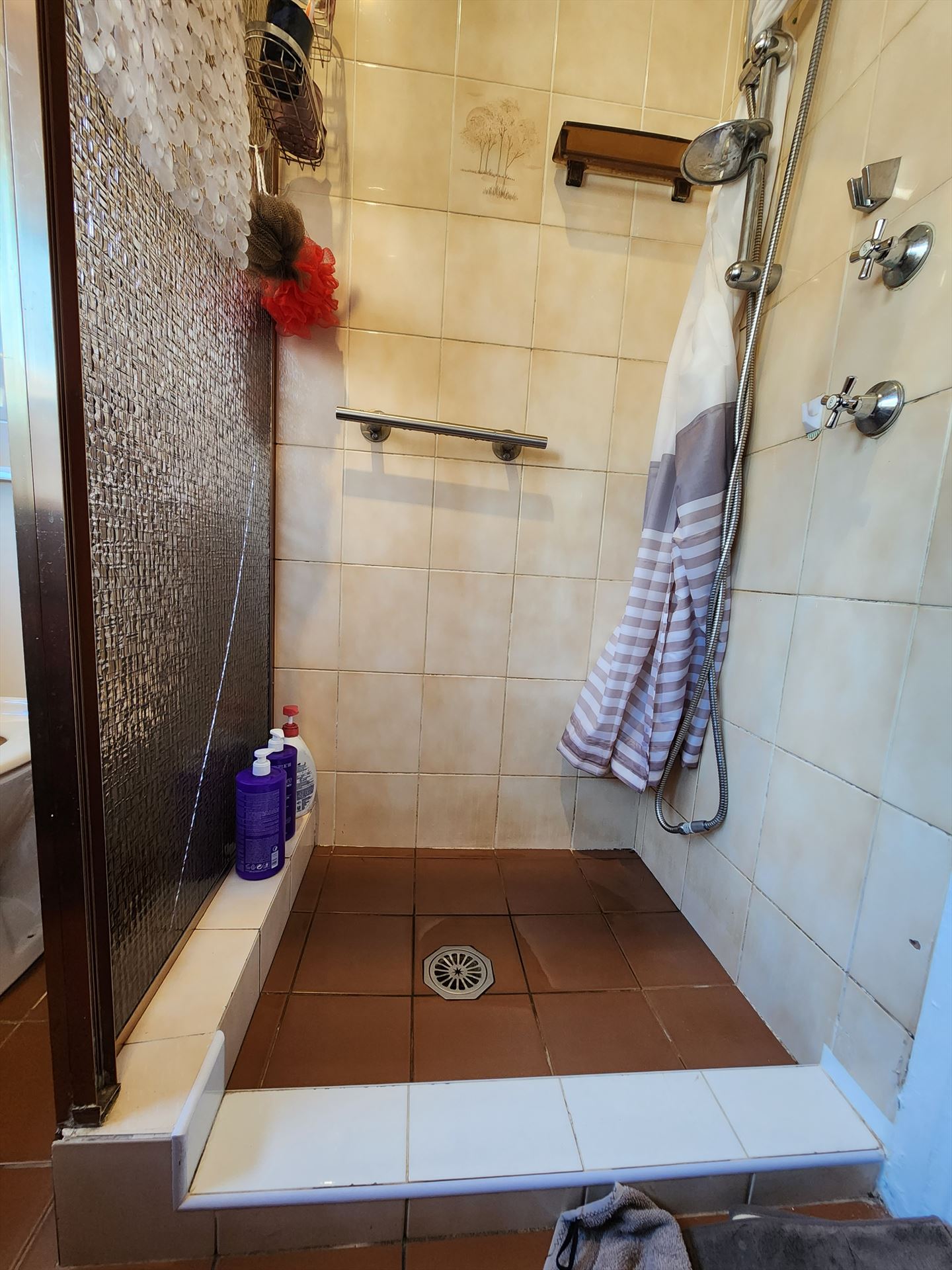 Bathroom before frameless shower screen install in Kingsgrove