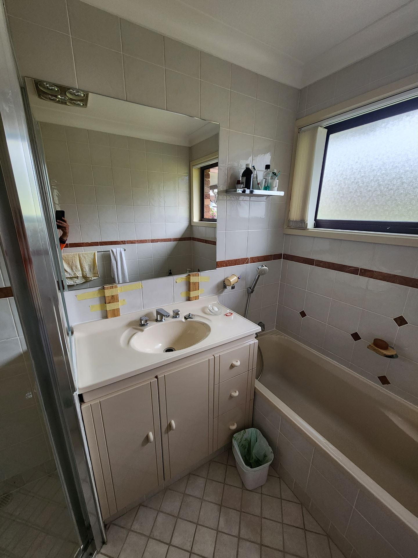 Bathroom before frameless shower screen install in East Killara