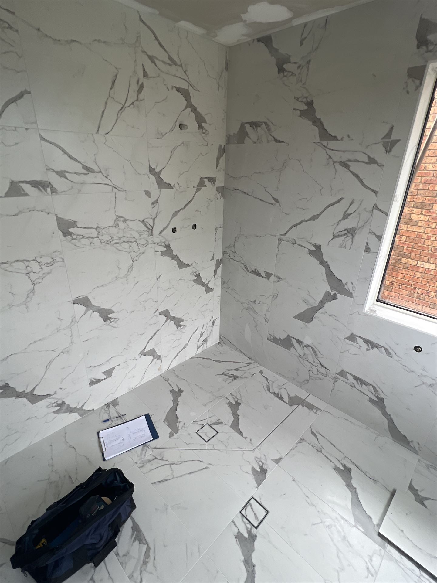 Bathroom before frameless shower screen install in Barden Ridge