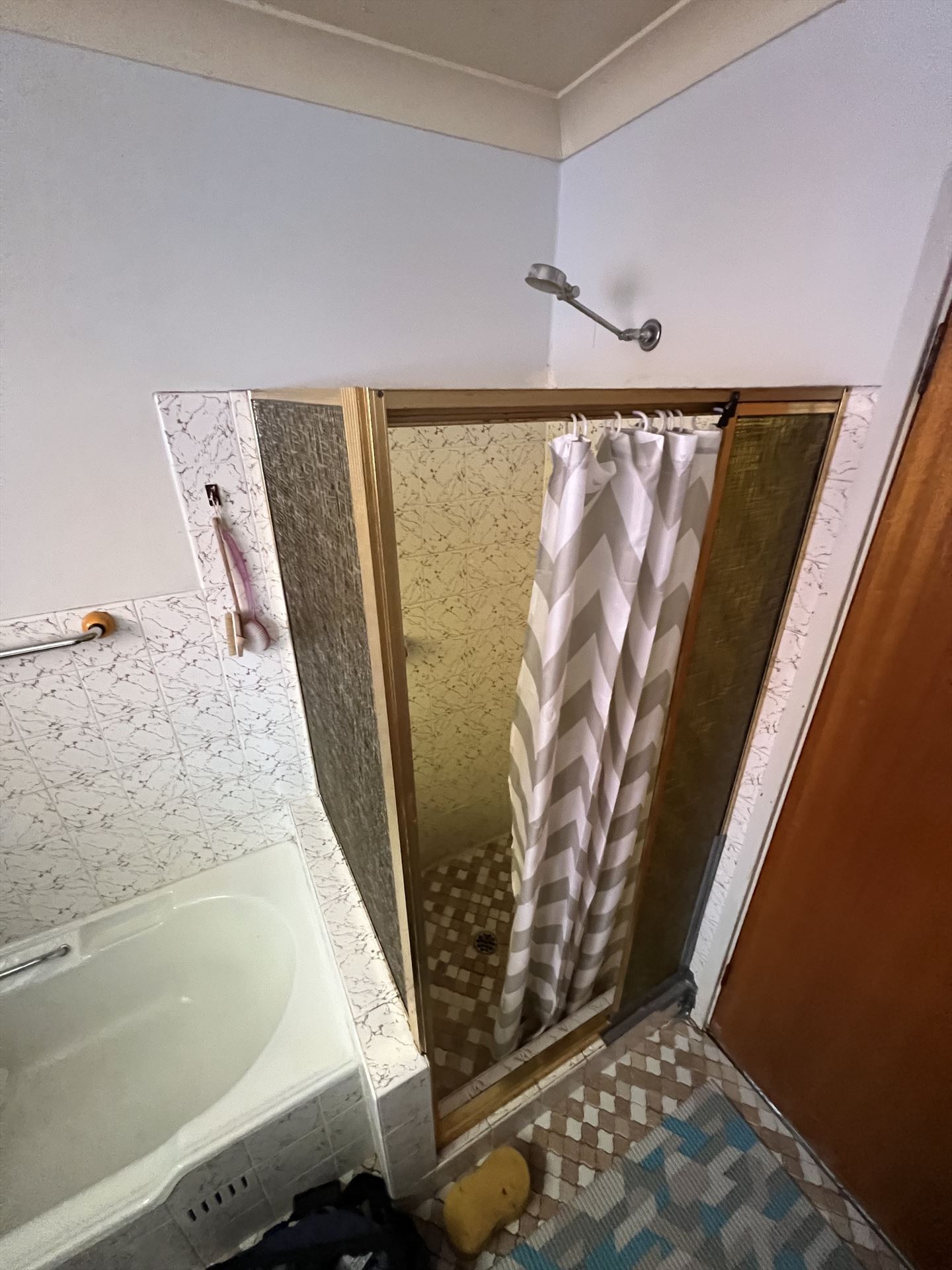 Bathroom before frameless shower screen install in Carramar