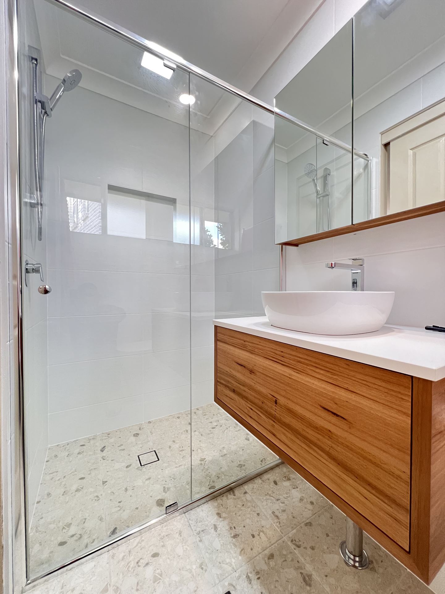 frameless shower screen installed in Menai by Showerland