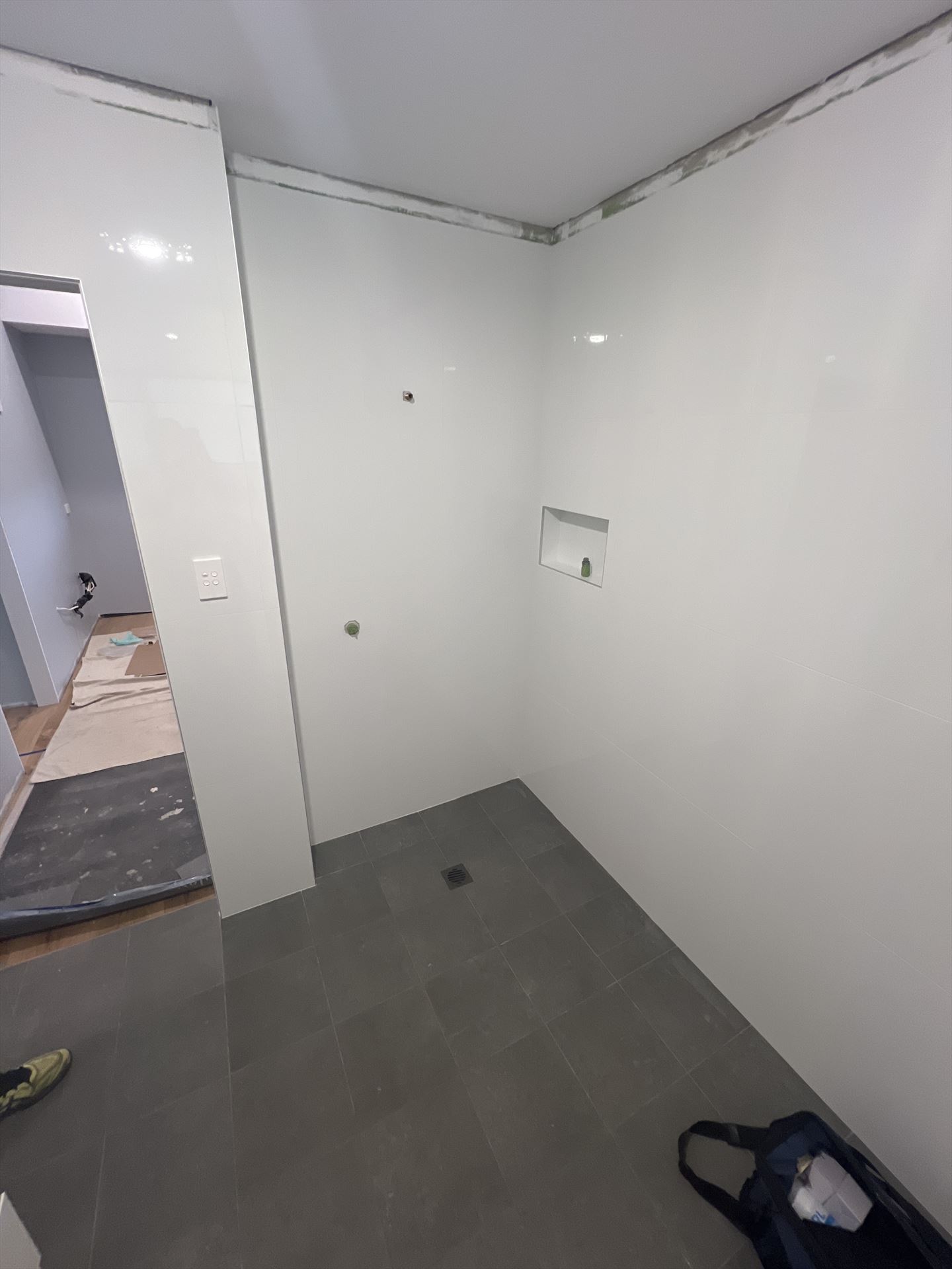 Bathroom before frameless shower screen install in Silverdale