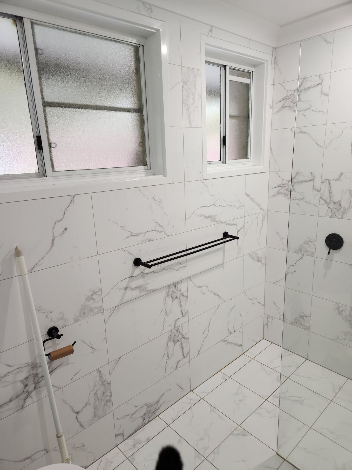 Bathroom before frameless shower screen install in Kings Park