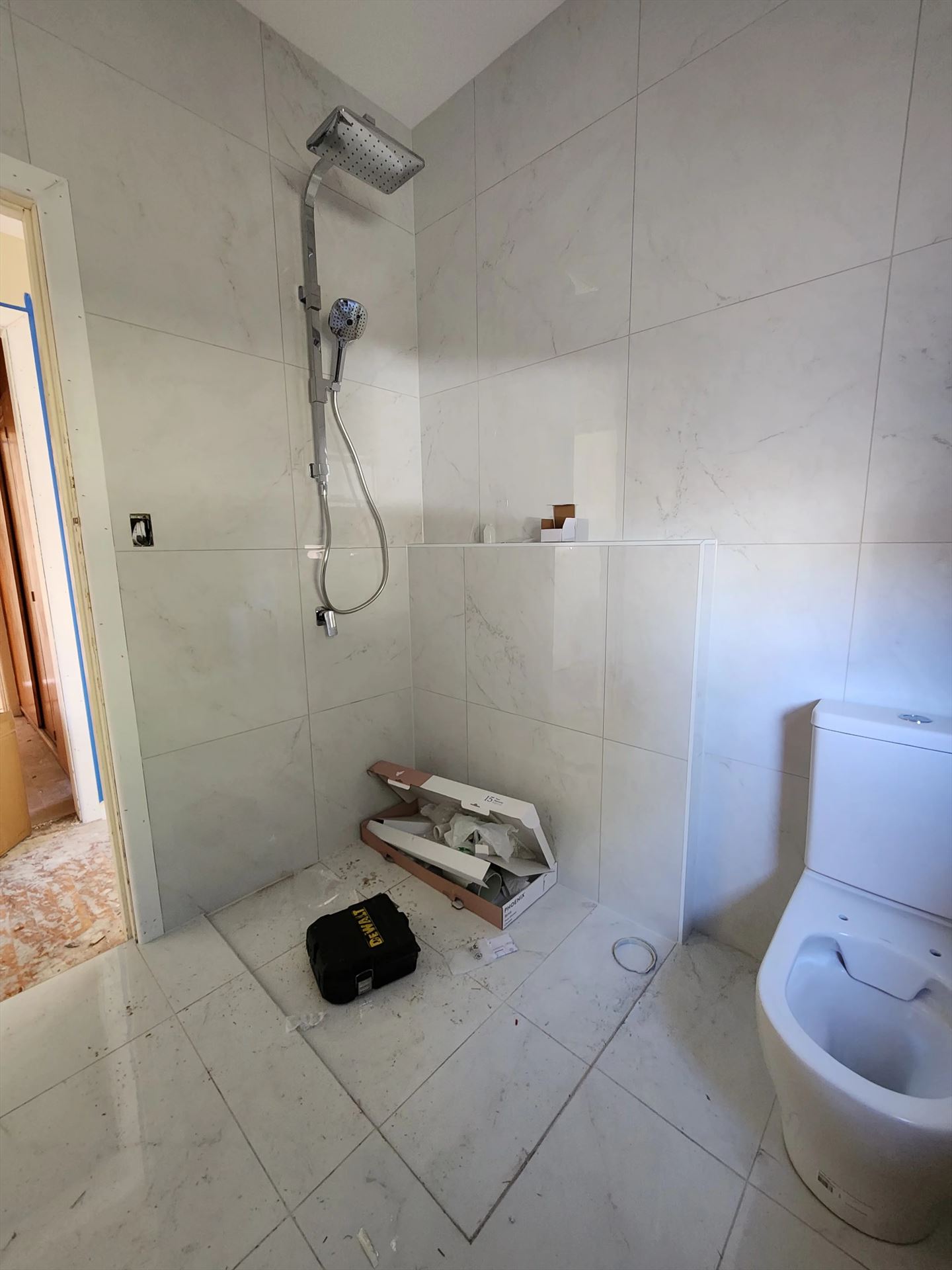 Bathroom before frameless shower screen install in Blacktown