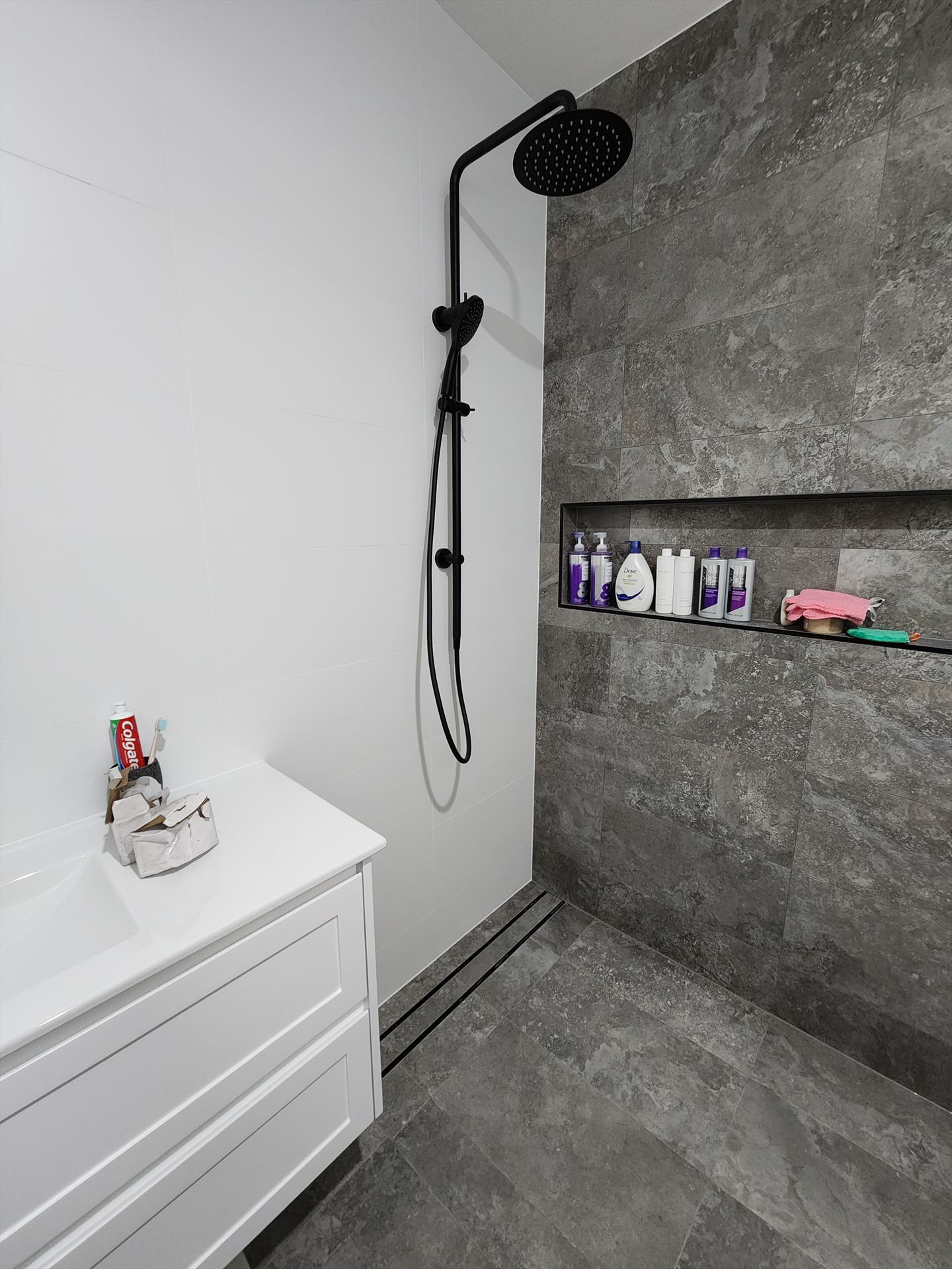 Bathroom before frameless shower screen install in Oakville