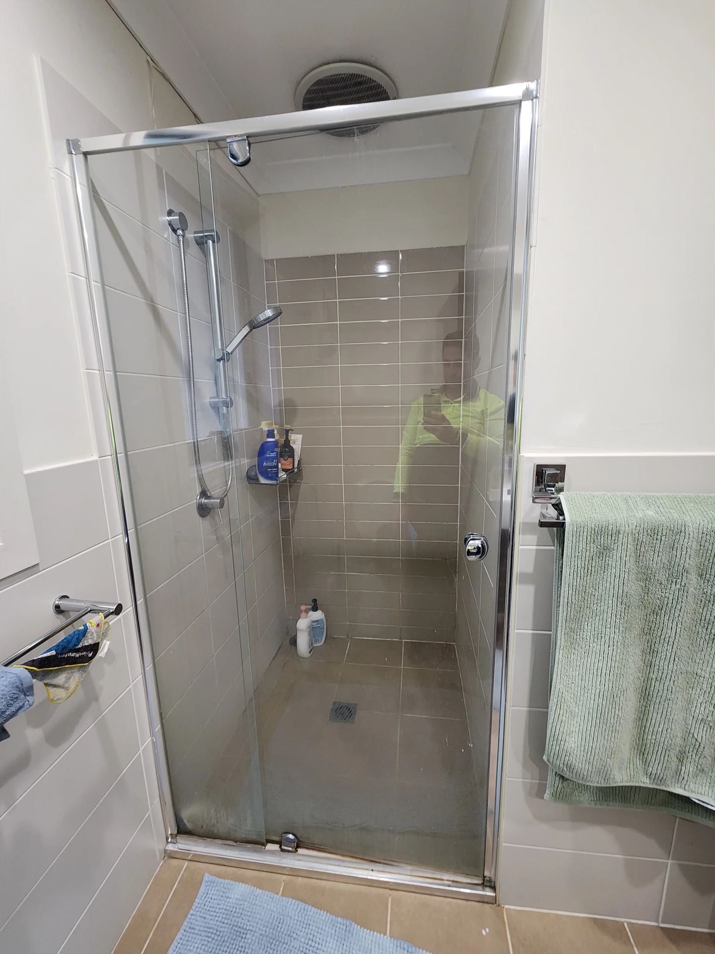 semi shower screen with chrome hardware installed in Lidcombe by Showerland