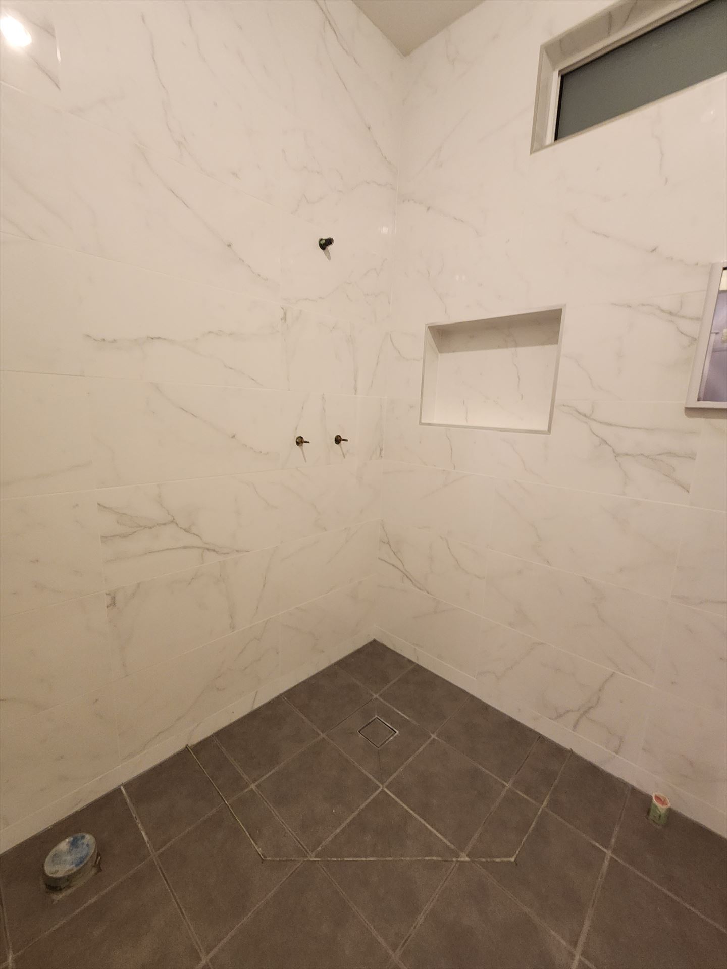 Bathroom before frameless shower screen install in Riverstone