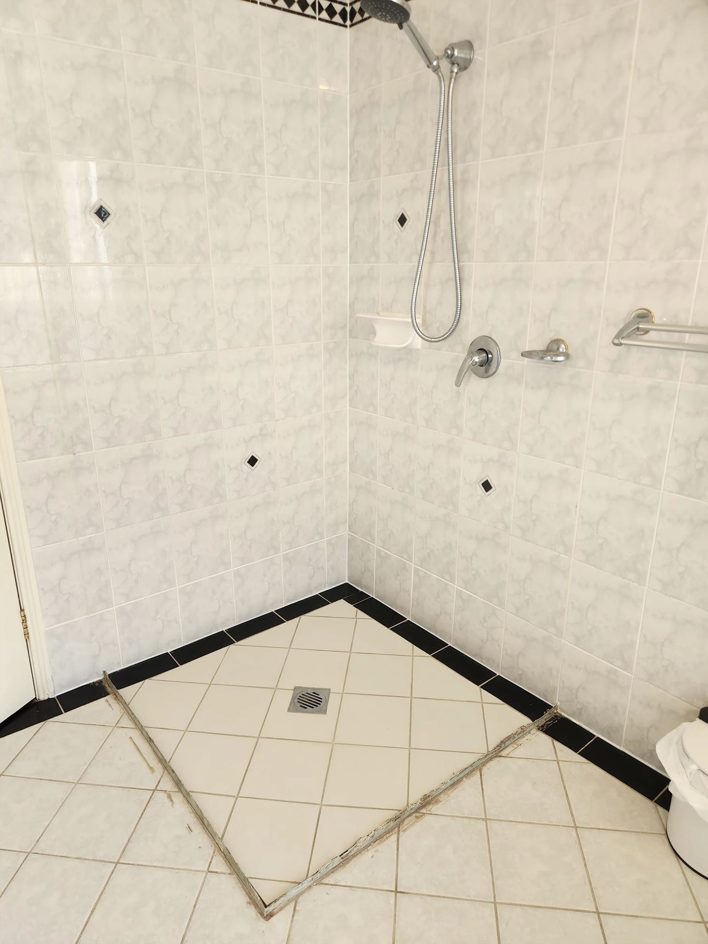 Bathroom before frameless shower screen install in Castle Hill