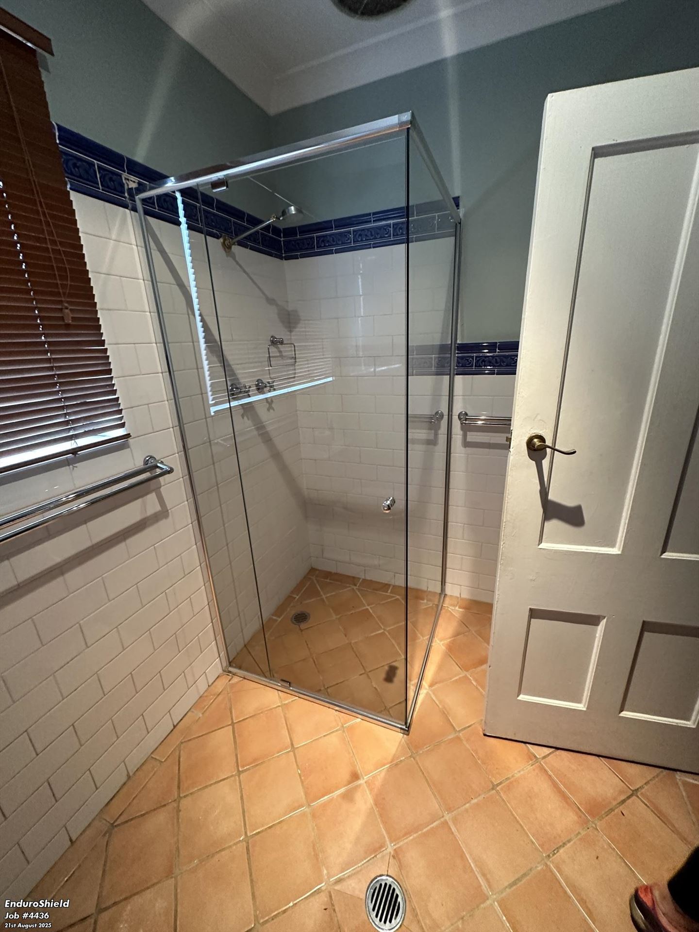semi shower screen with chrome hardware installed in Haberfield by Showerland