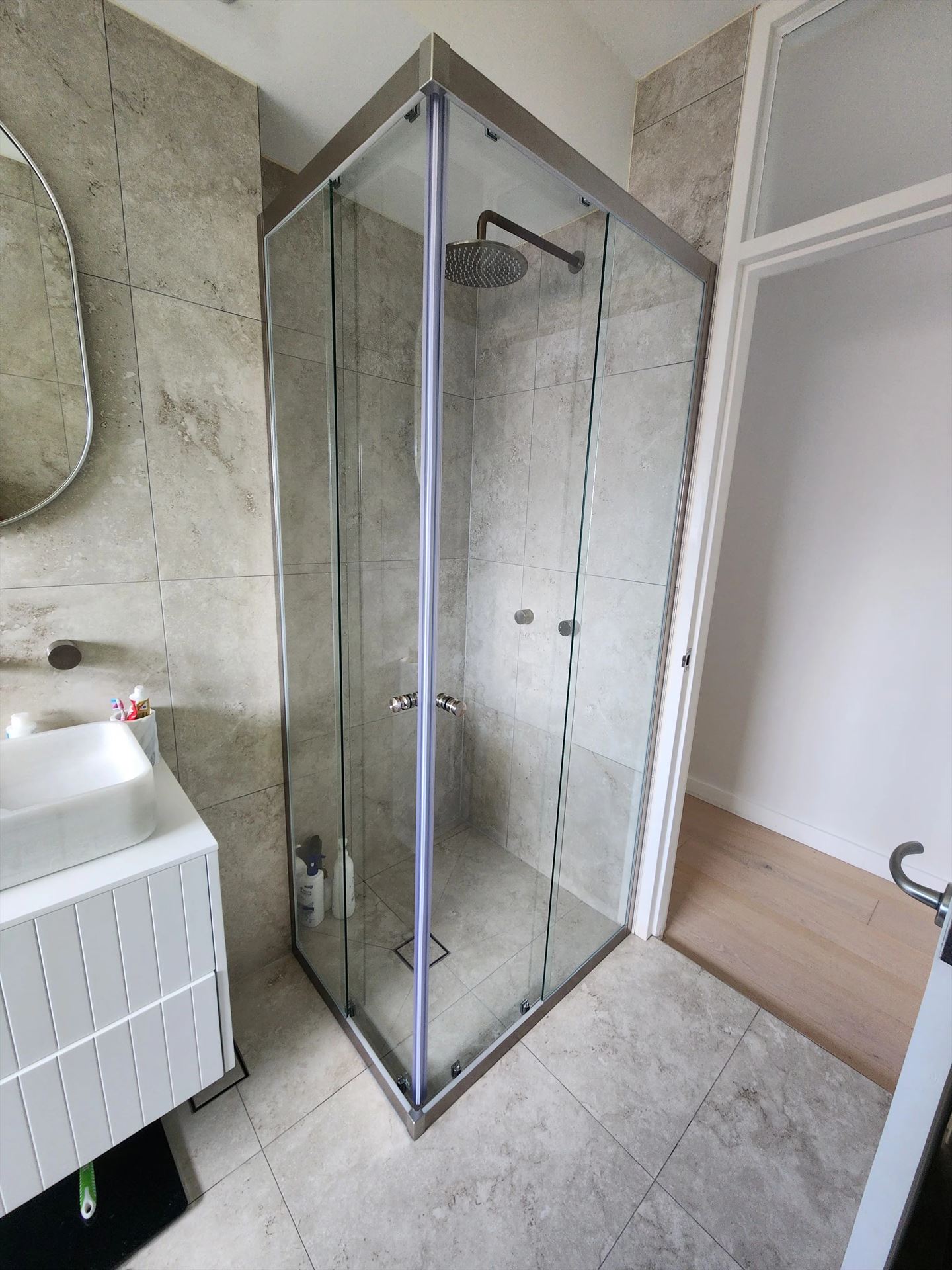 semi shower screen with chrome hardware installed in Vaucluse by Showerland
