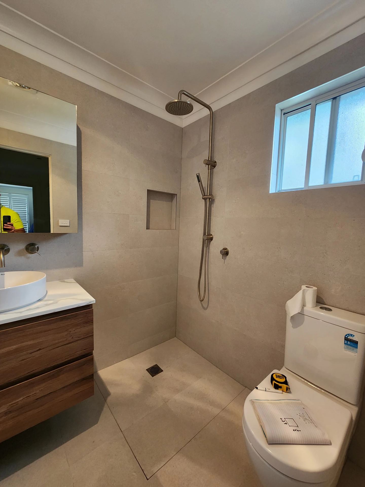 Bathroom before frameless shower screen install in Oyster Bay