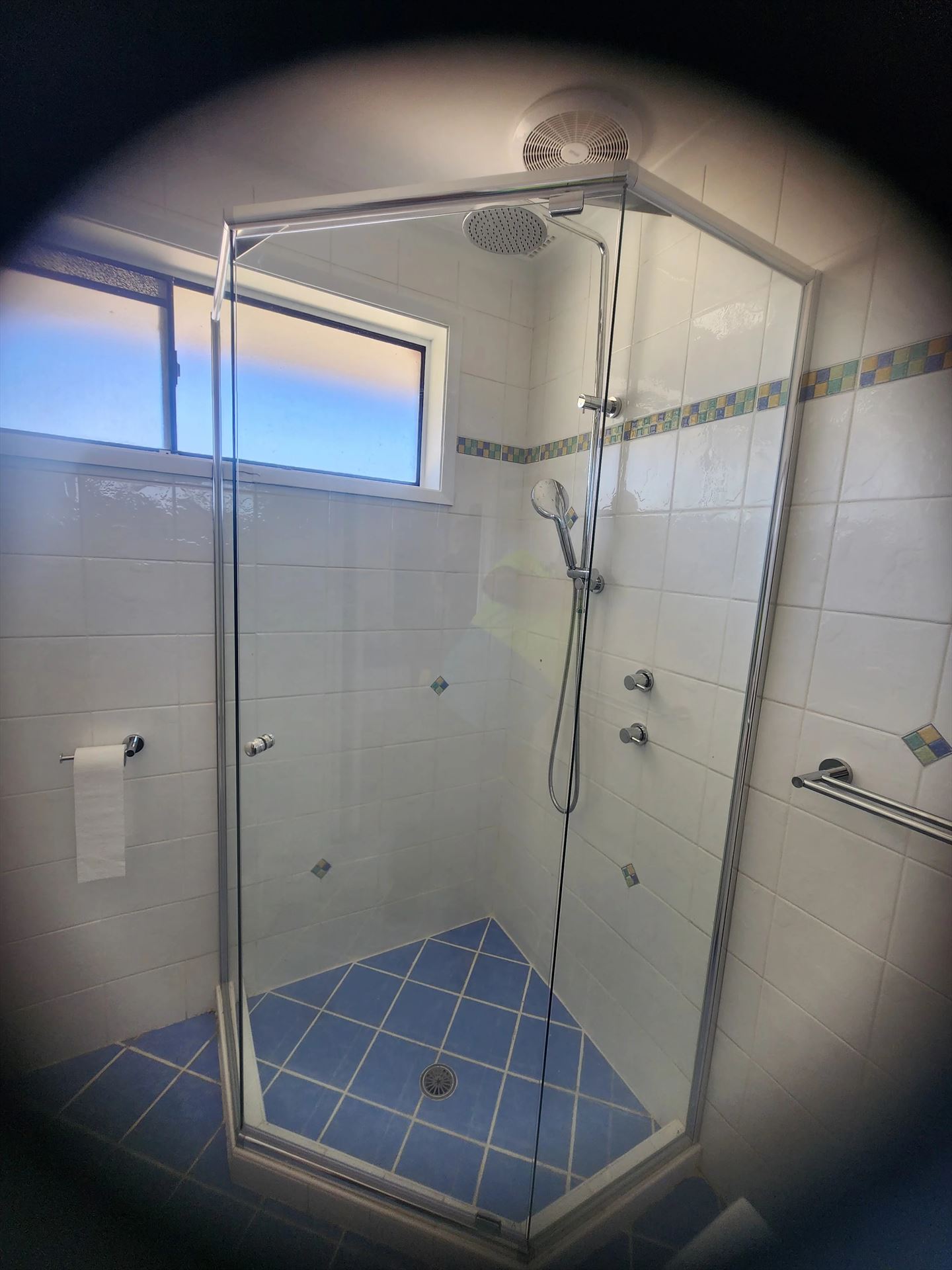semi shower screen with chrome hardware installed in Kings Langley by Showerland