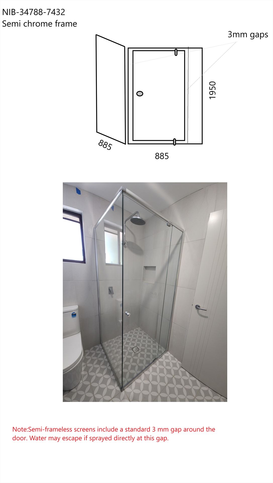 semi shower screen with chrome hardware installed in Raby by Showerland