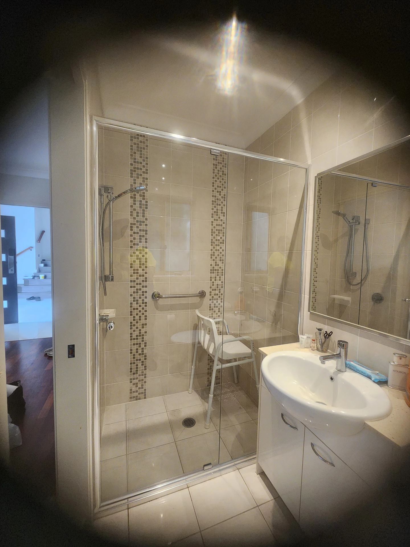 semi shower screen with chrome hardware installed in Glenwood by Showerland