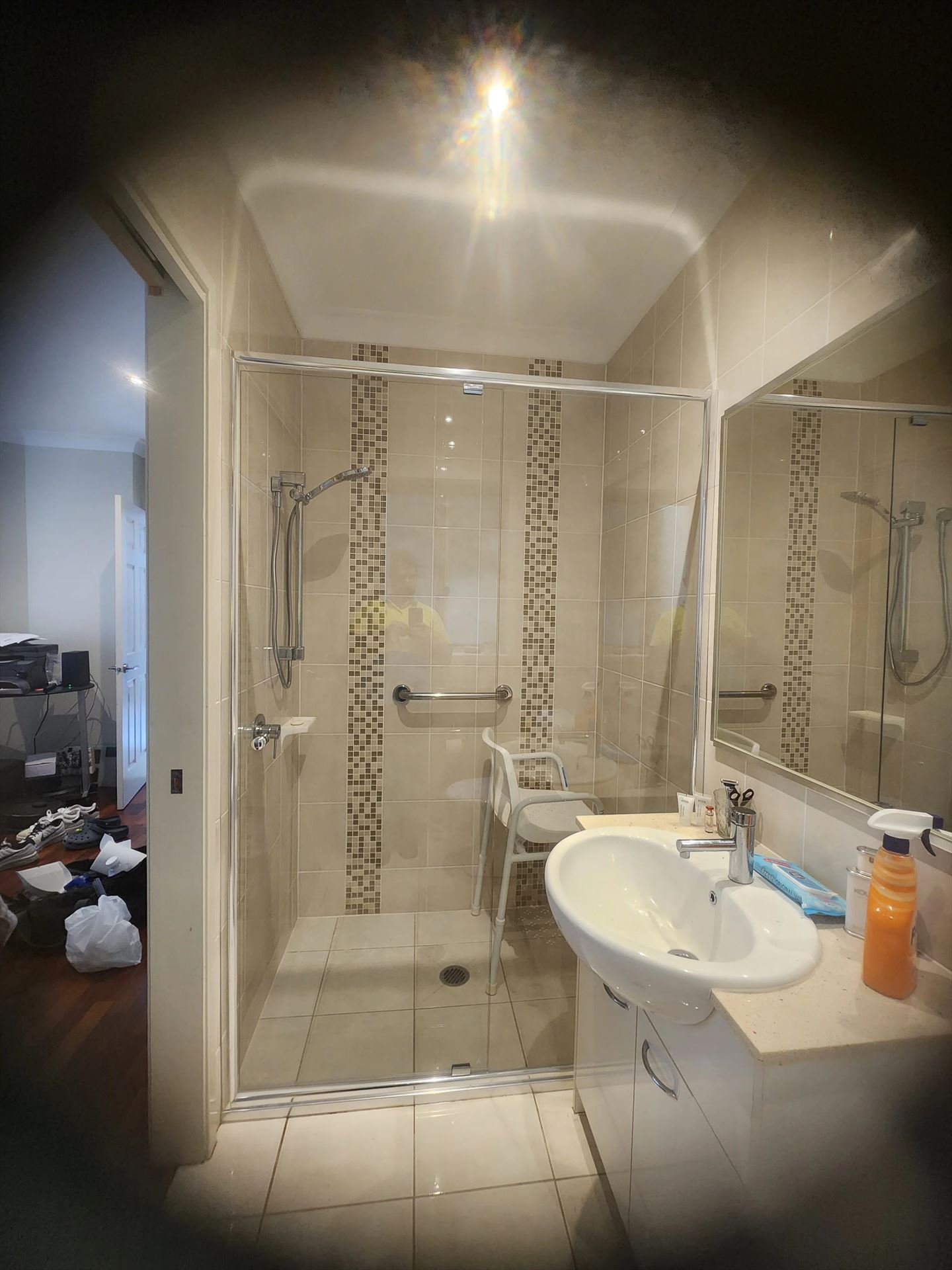 semi shower screen with chrome hardware installed in Glenwood by Showerland