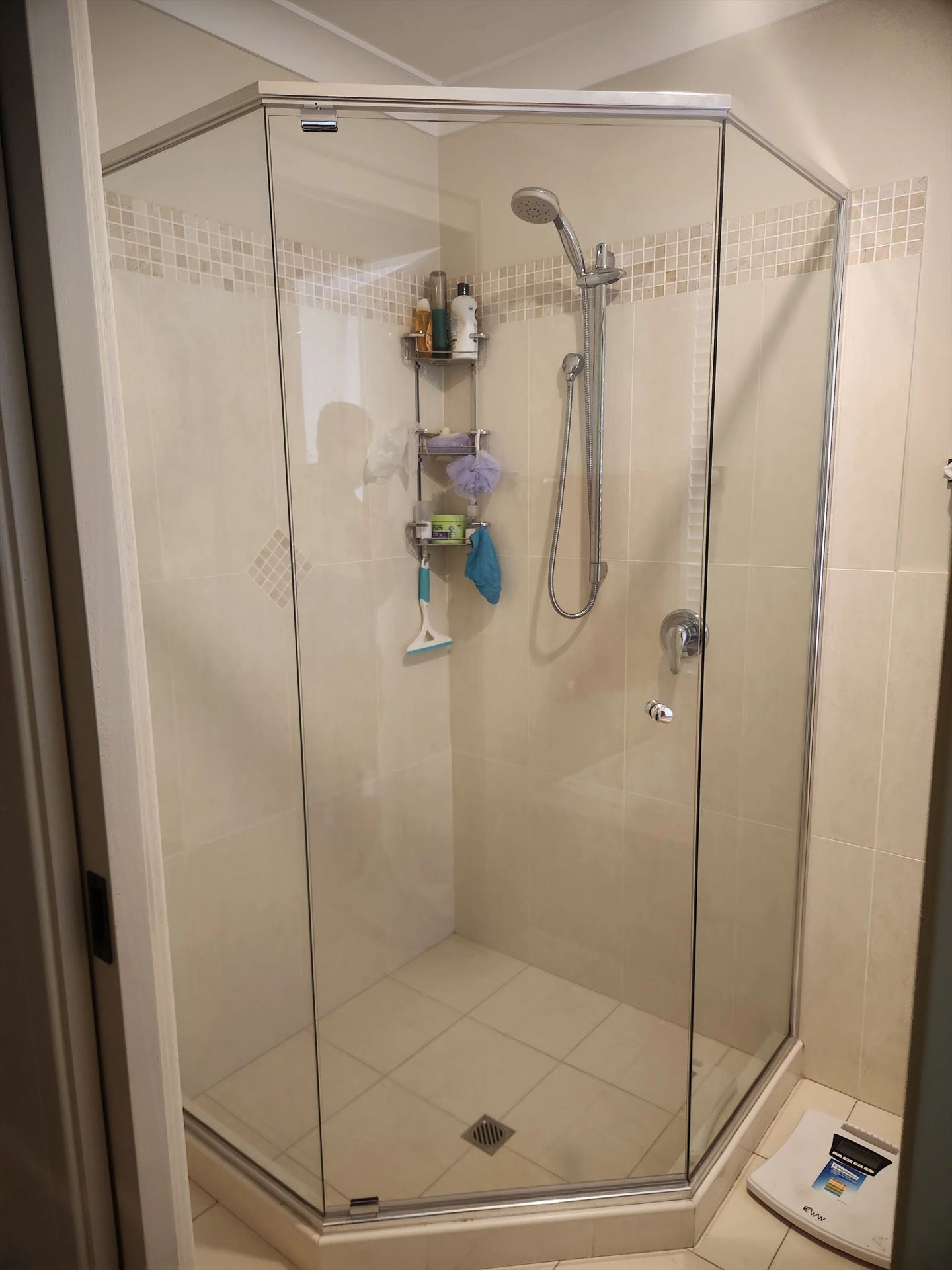 semi shower screen with chrome hardware installed in Quakers Hill by Showerland
