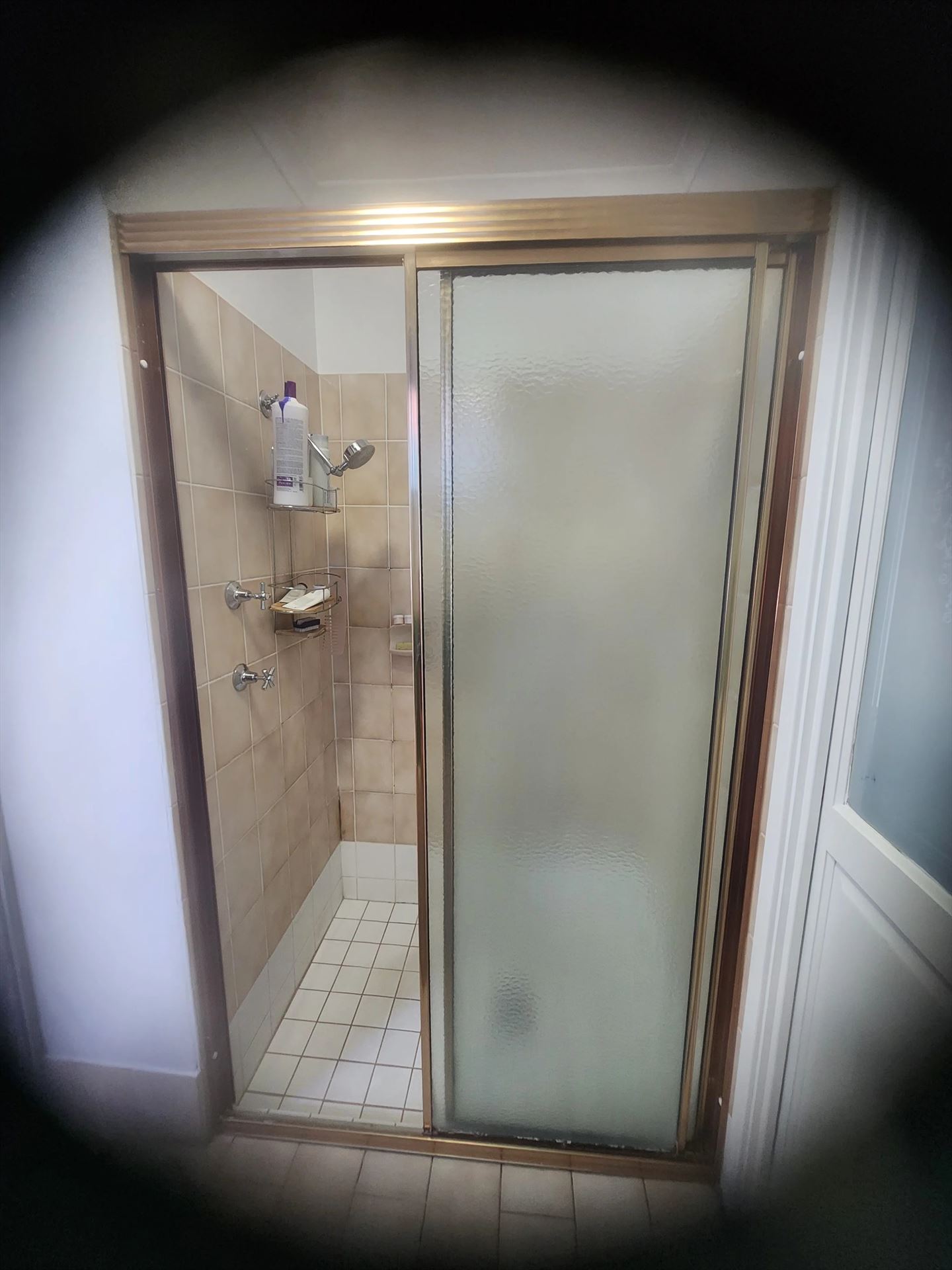 fully shower screen with gold hardware installed in Minchinbury by Showerland
