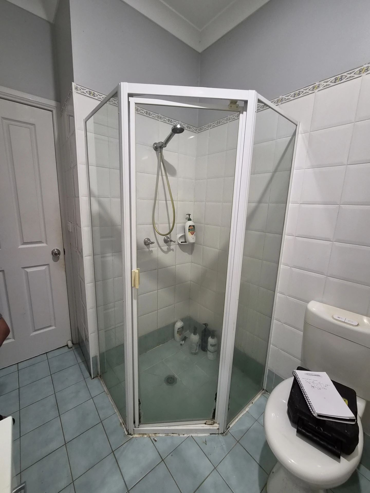 fully shower screen with white hardware installed in Dundas by Showerland