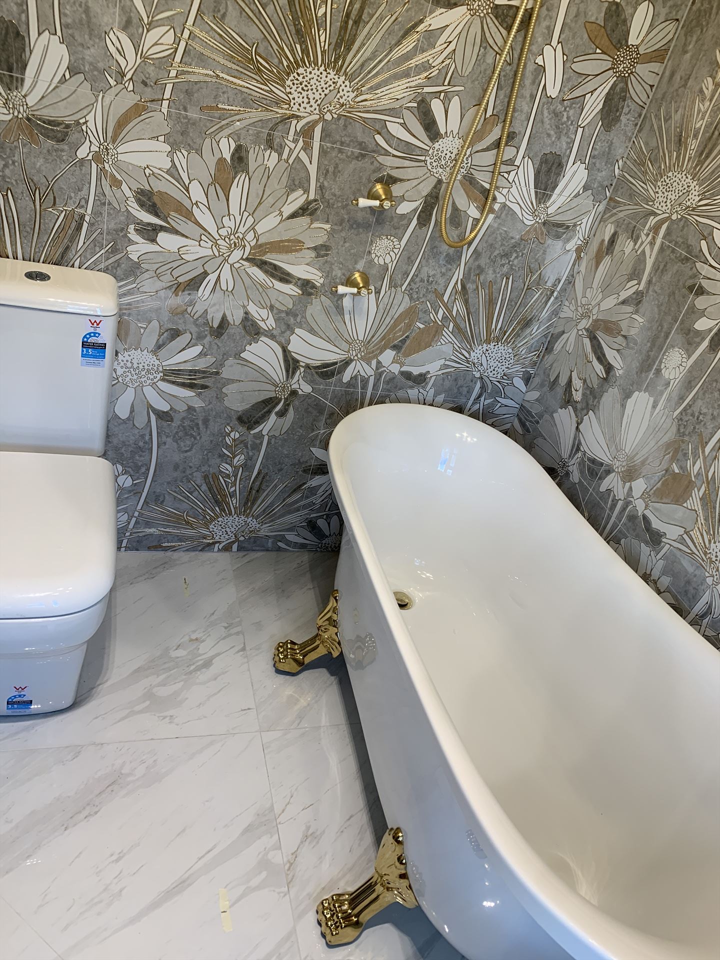 Bathroom before frameless shower screen install in Dural