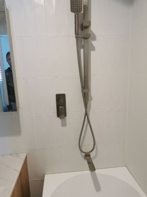Bathroom before frameless shower screen install in Randwick