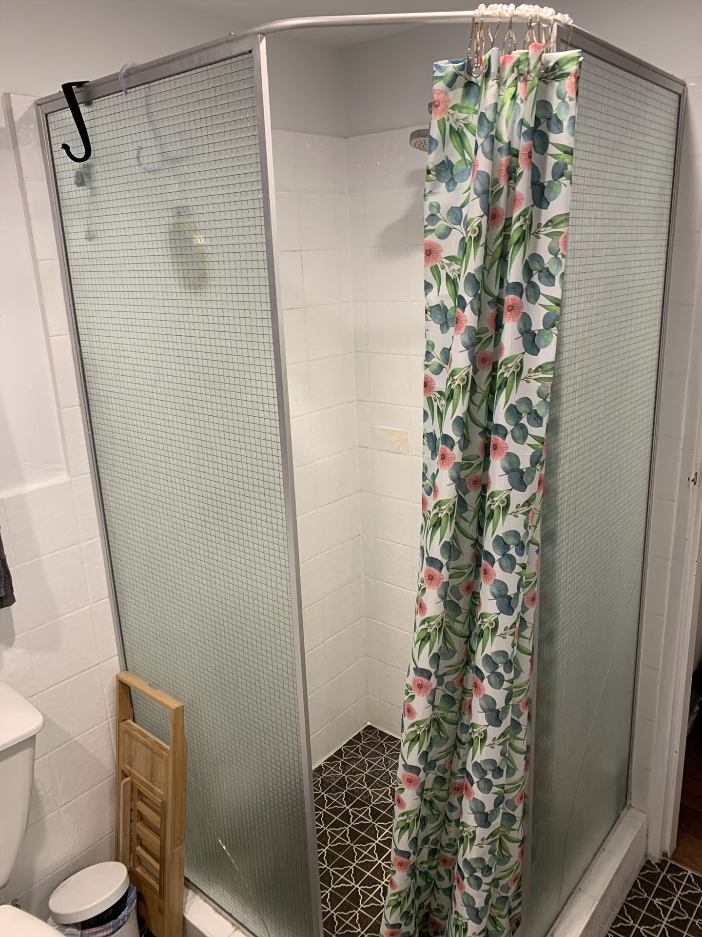 Bathroom before frameless shower screen install in Dee Why