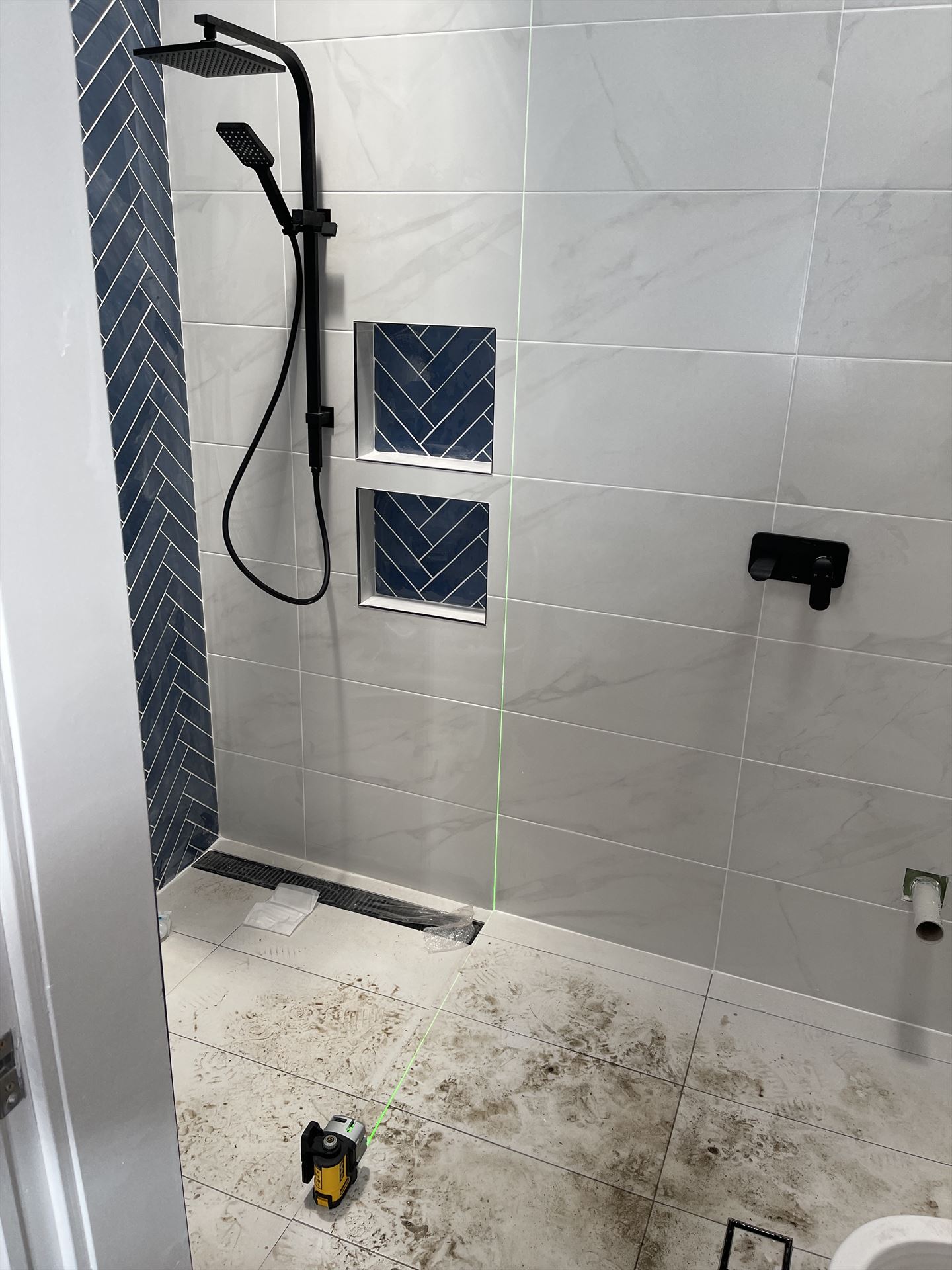 Bathroom before frameless shower screen install in Kingsford