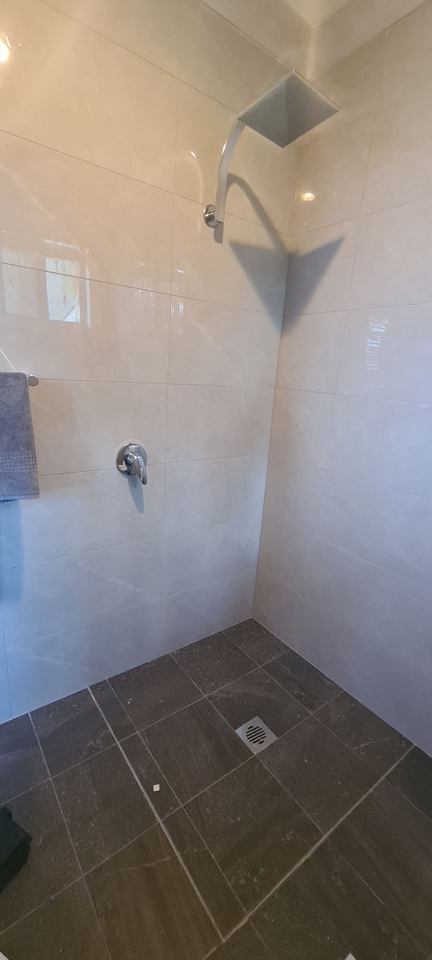 Bathroom before frameless shower screen install in Beacon Hill