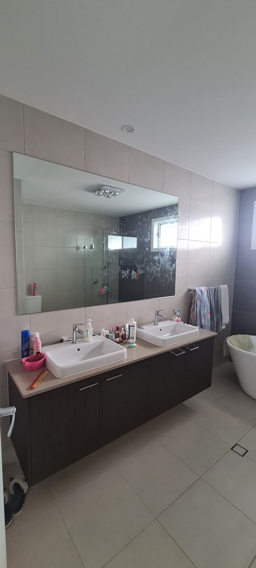 Bathroom before frameless shower screen install in Leppington