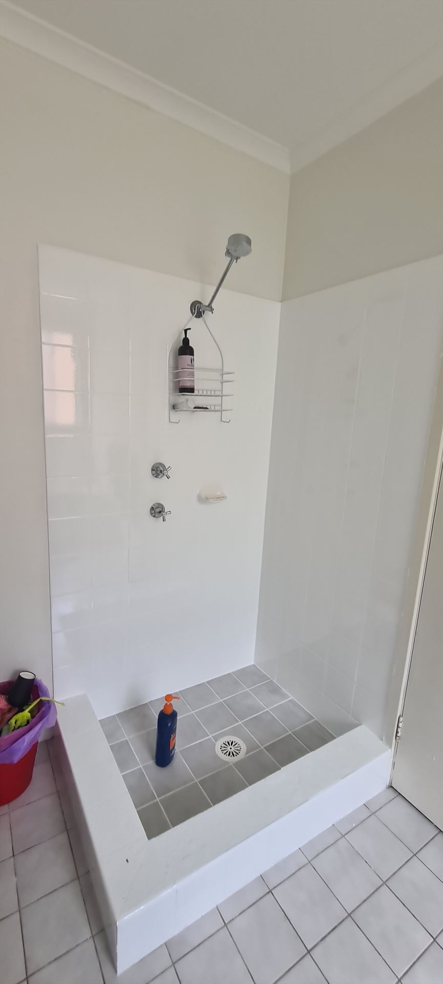 Bathroom before frameless shower screen install in Menai