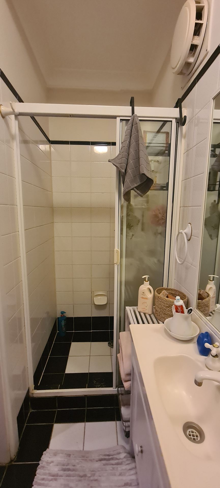 Bathroom before frameless shower screen install in Lugarno