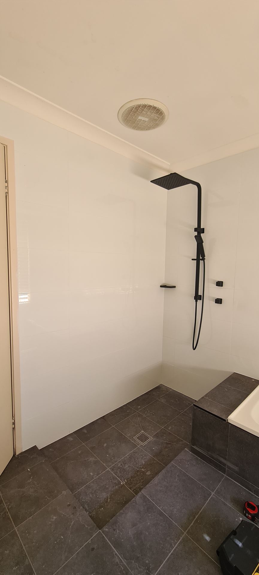 Bathroom before frameless shower screen install in Mount Colah