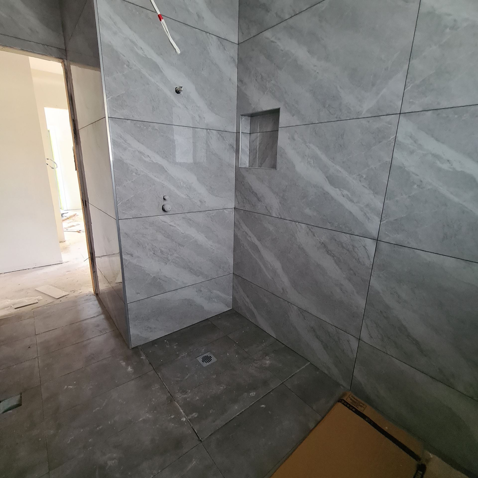 Bathroom before frameless shower screen install in Pendle Hill