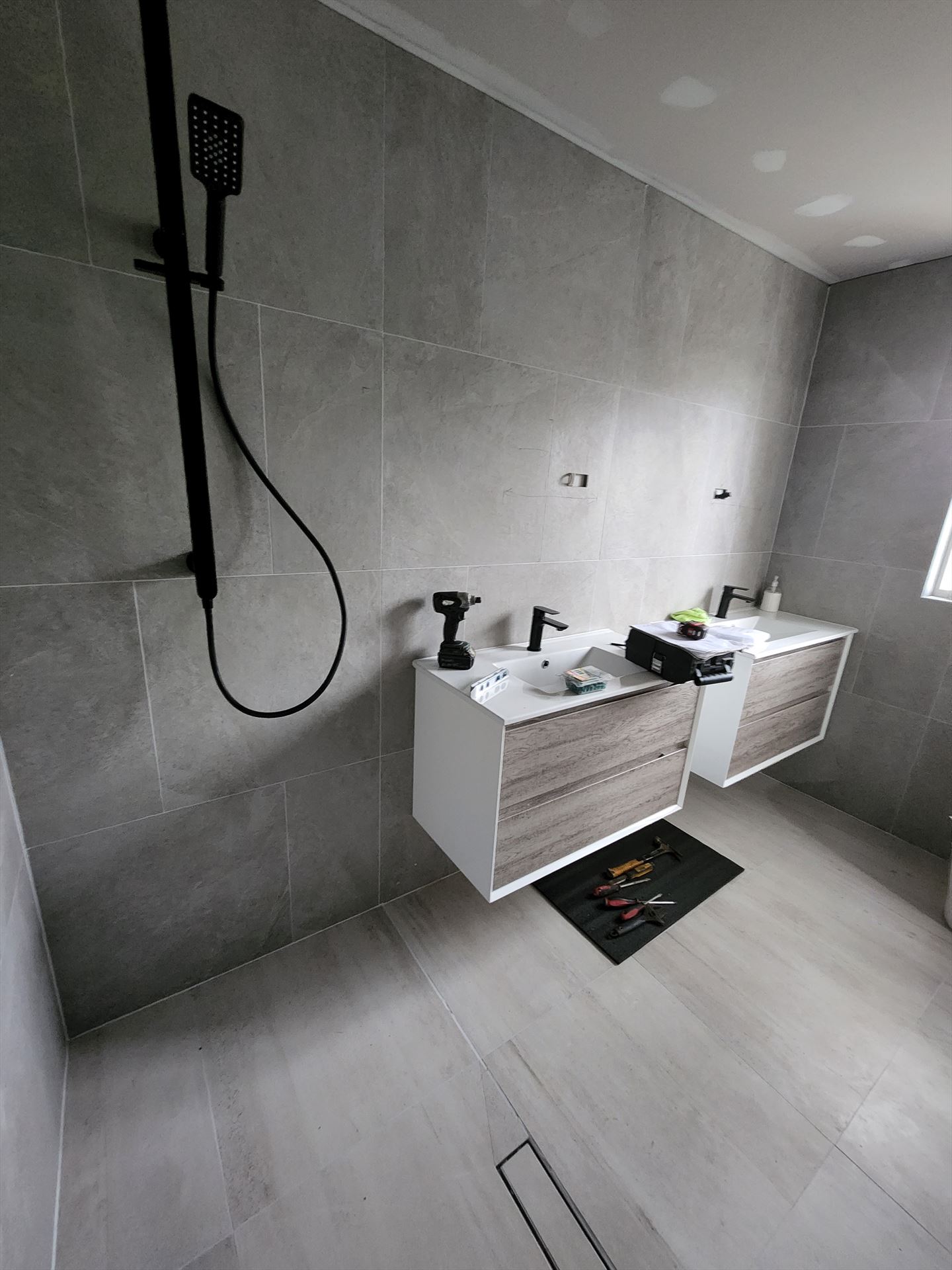 Bathroom before frameless shower screen install in Cherrybrook