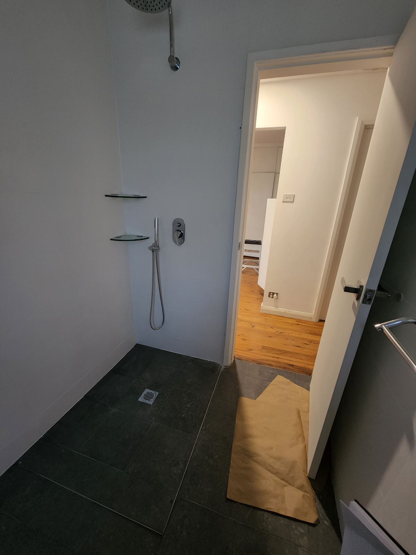 Bathroom before frameless shower screen install in West Pymble