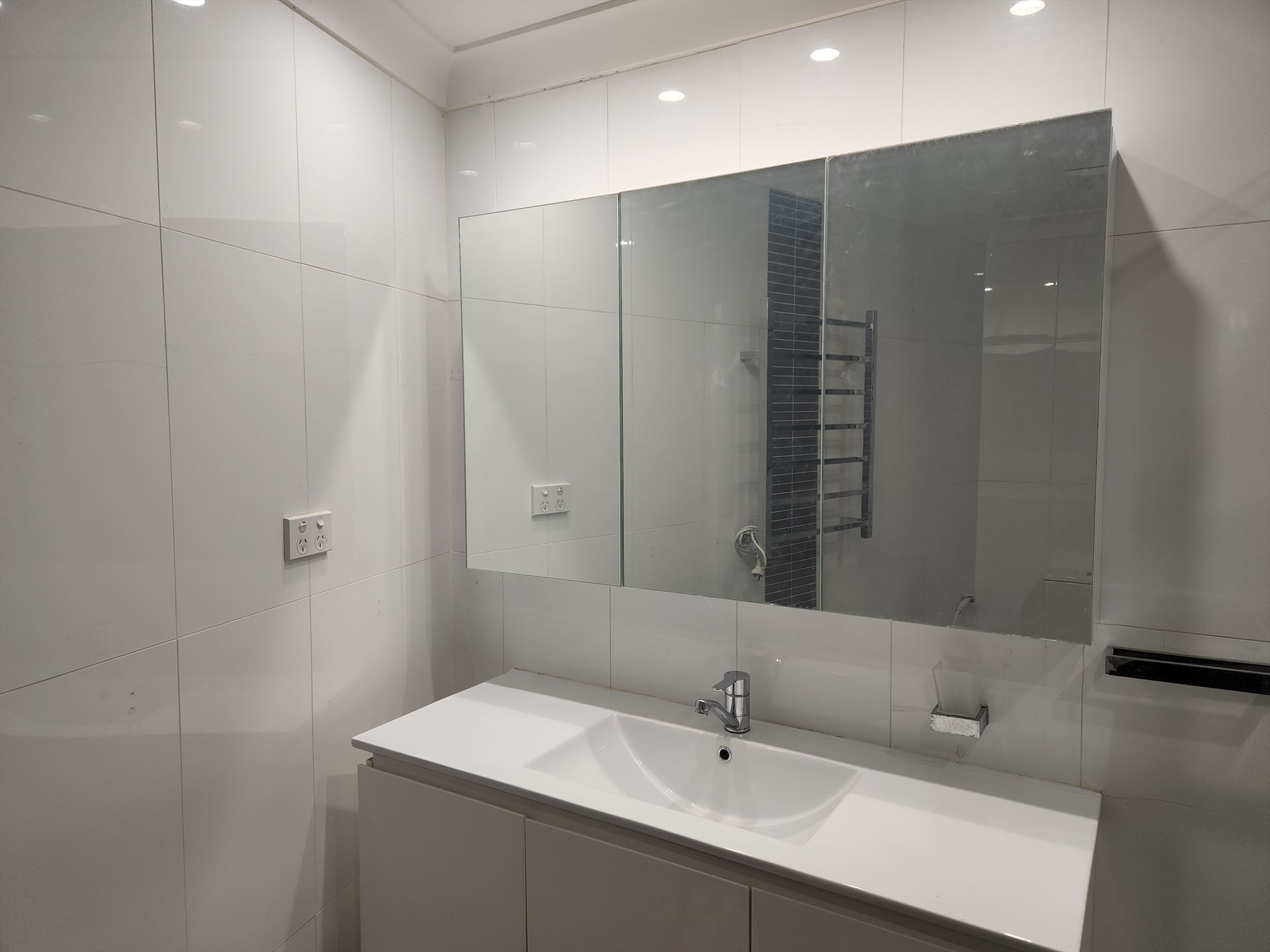 Bathroom before frameless shower screen install in Alexandria