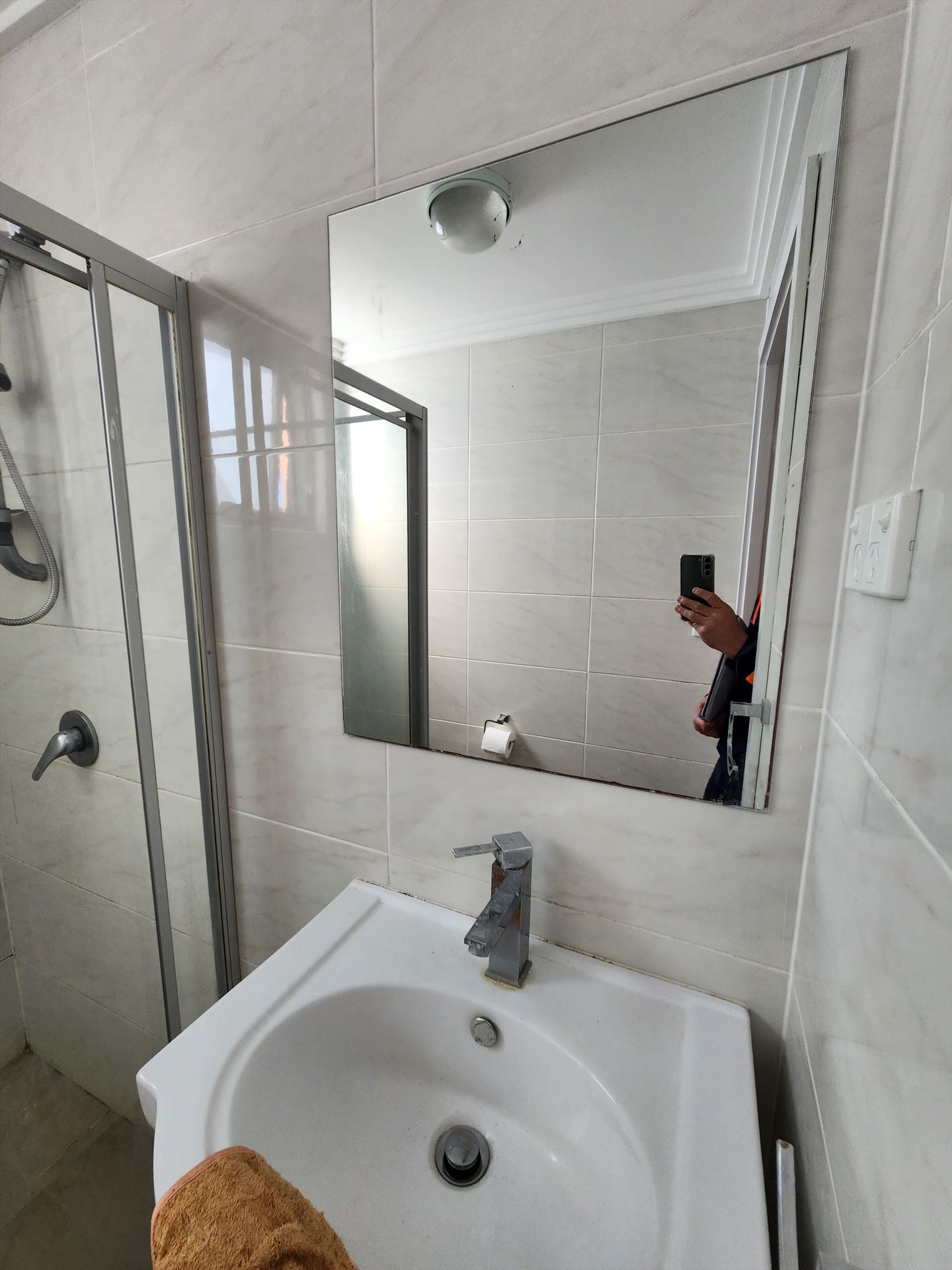 Bathroom before frameless shower screen install in Parramatta