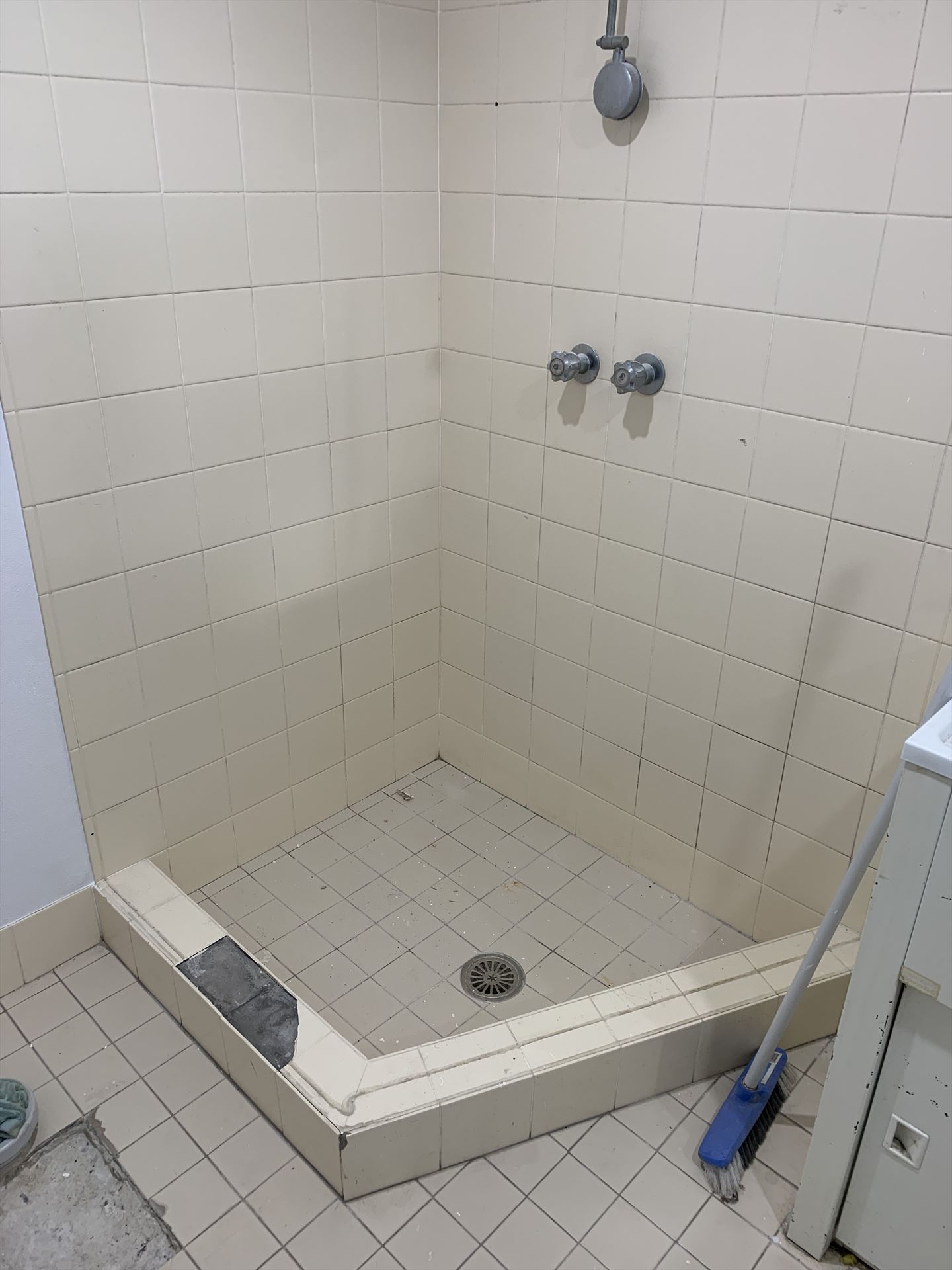 Bathroom before frameless shower screen install in Cromer