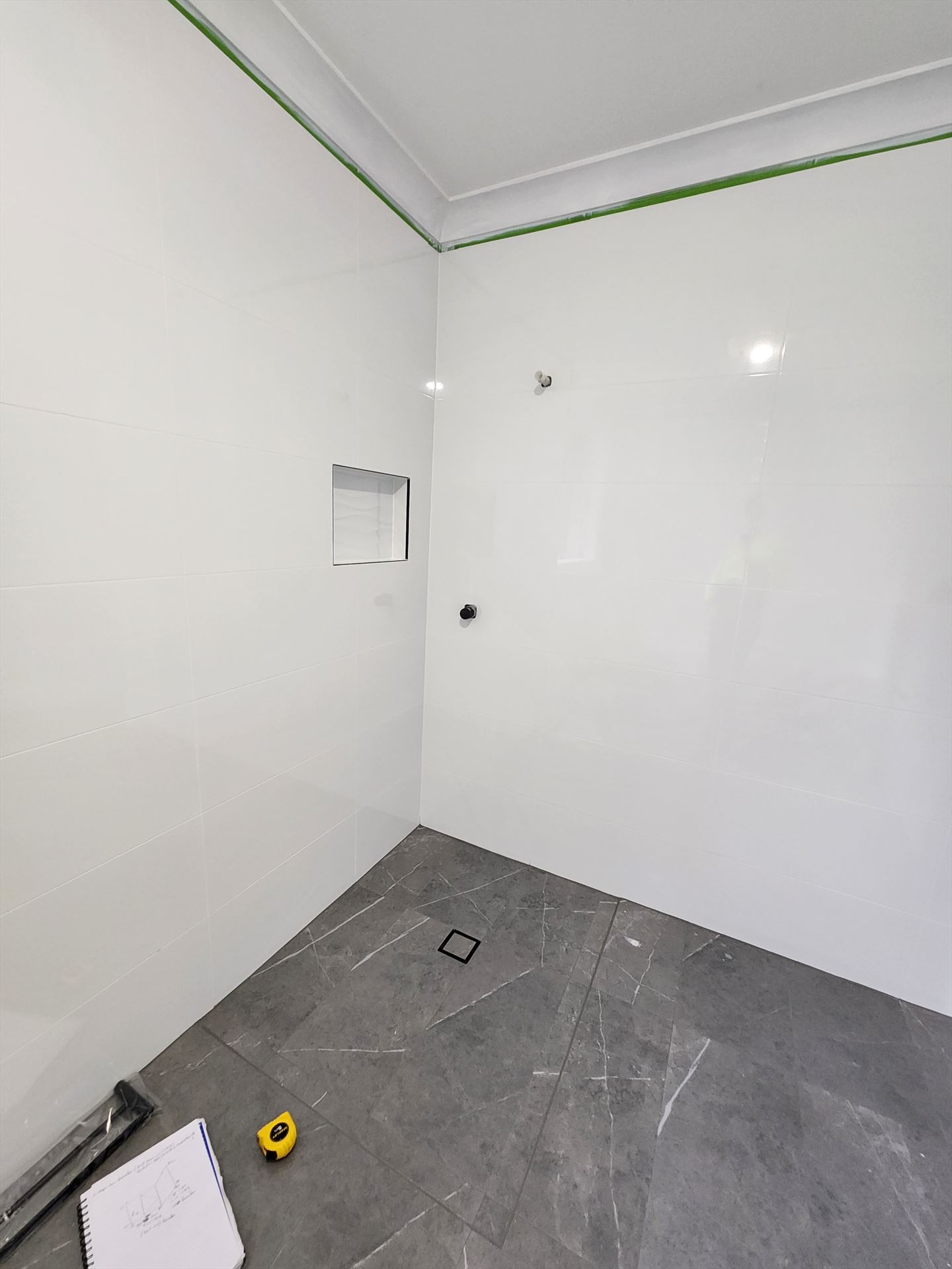 Bathroom before frameless shower screen install in Baulkham Hills