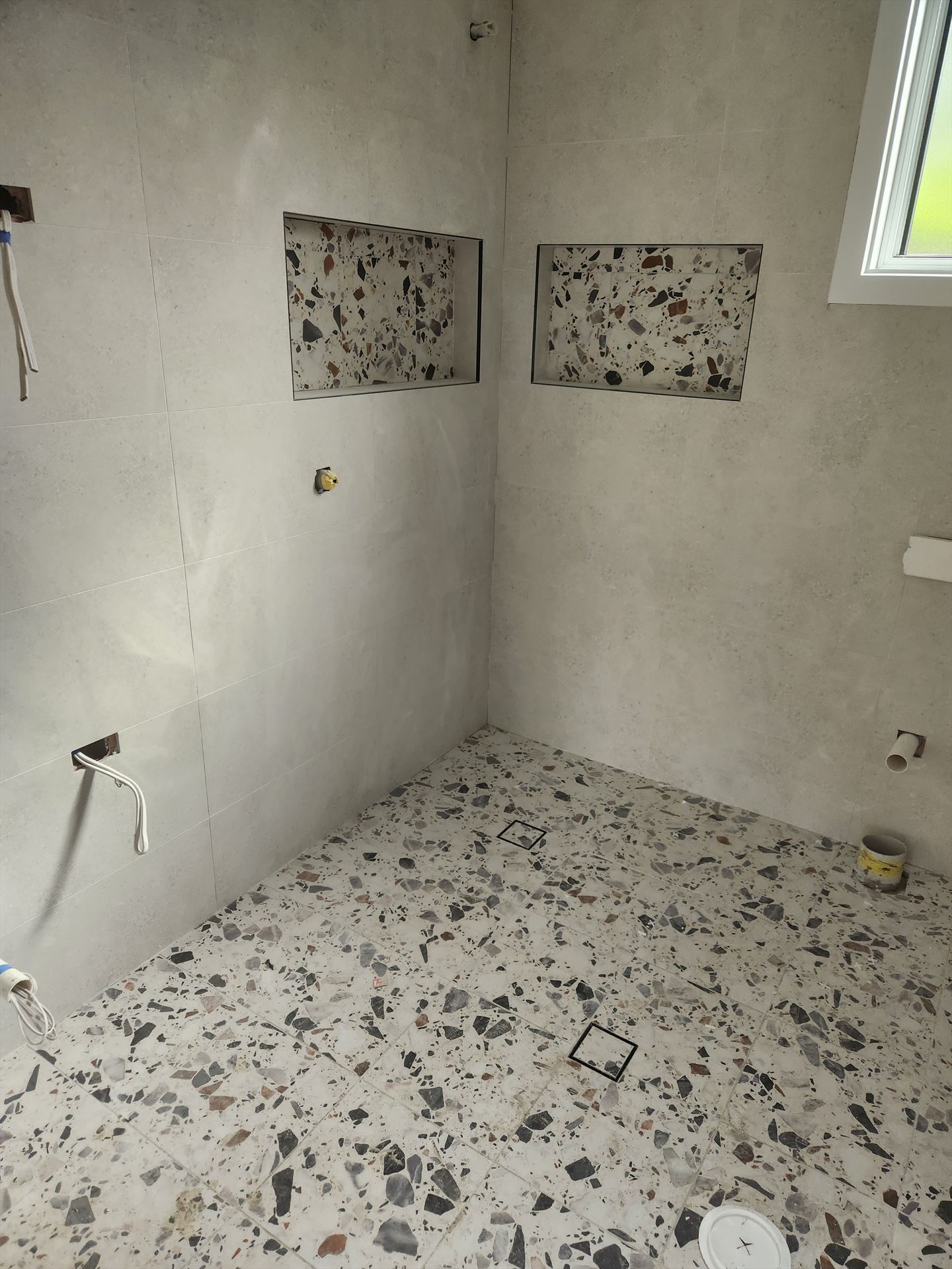 Bathroom before frameless shower screen install in Putney