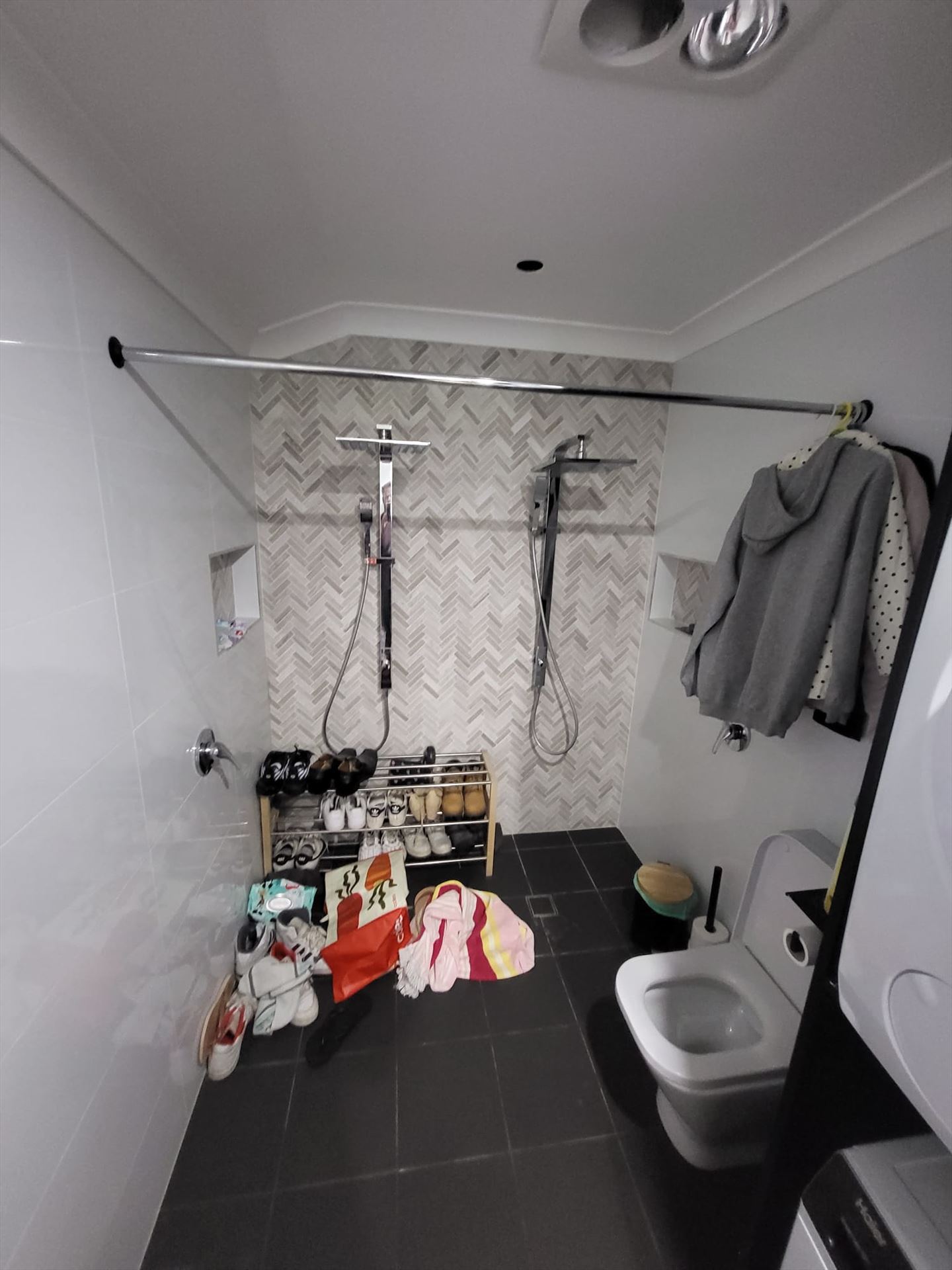 Bathroom before frameless shower screen install in Baulkham Hills