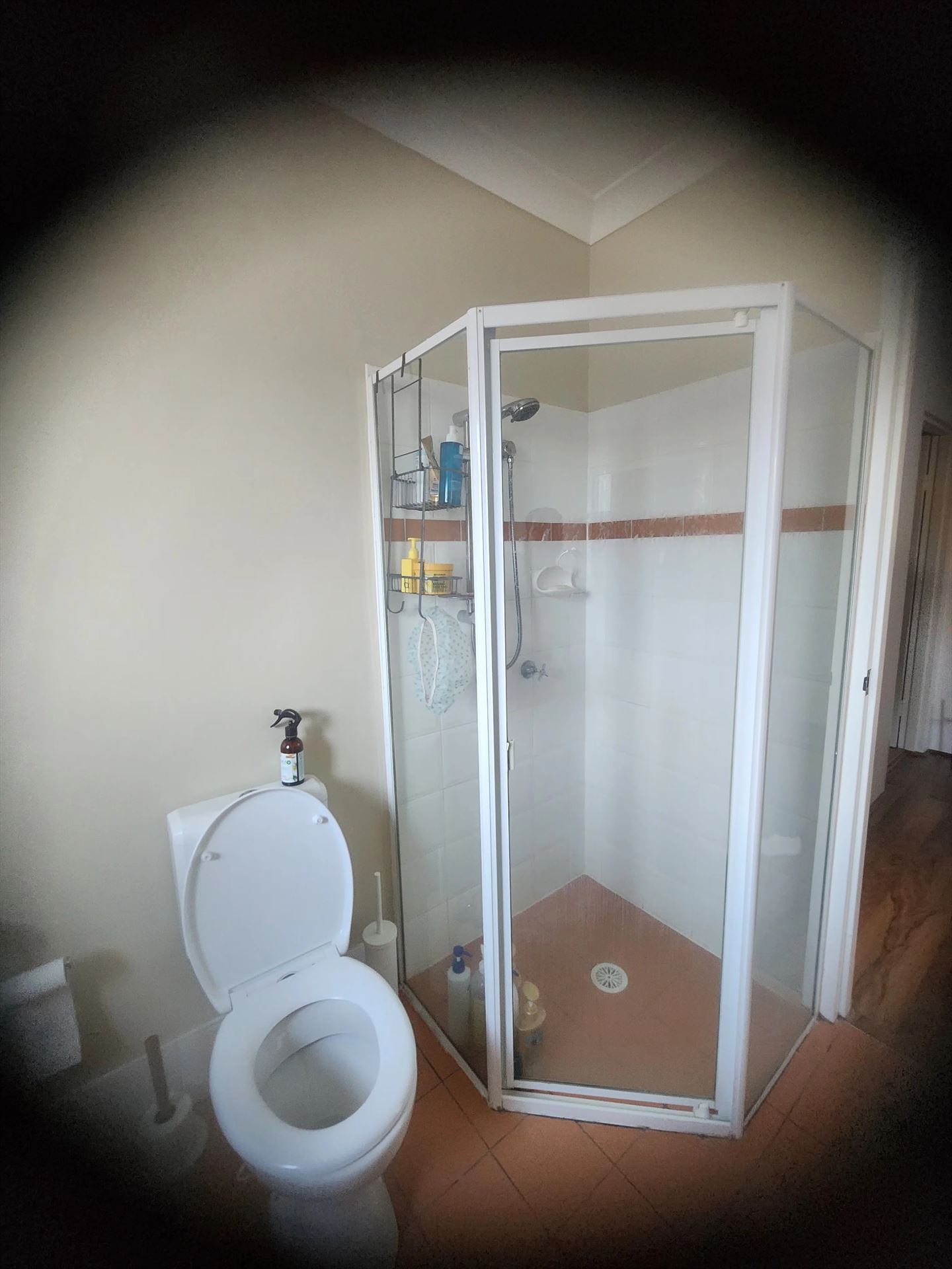 fully shower screen with white hardware installed in Hornsby by Showerland