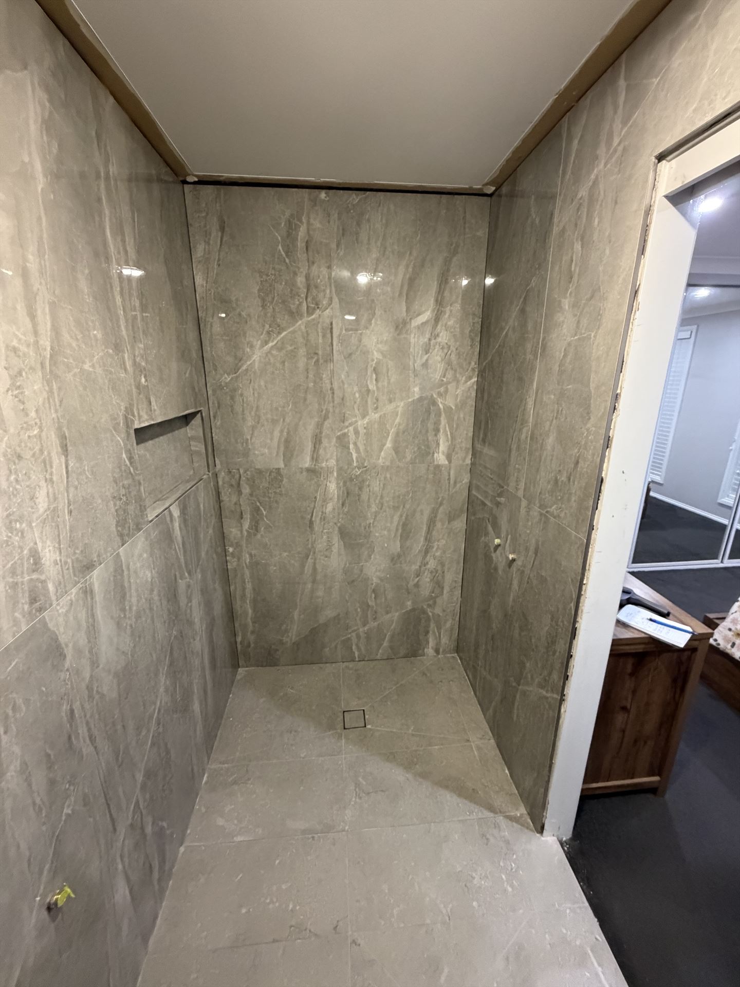 Bathroom before frameless shower screen install in Quakers Hill