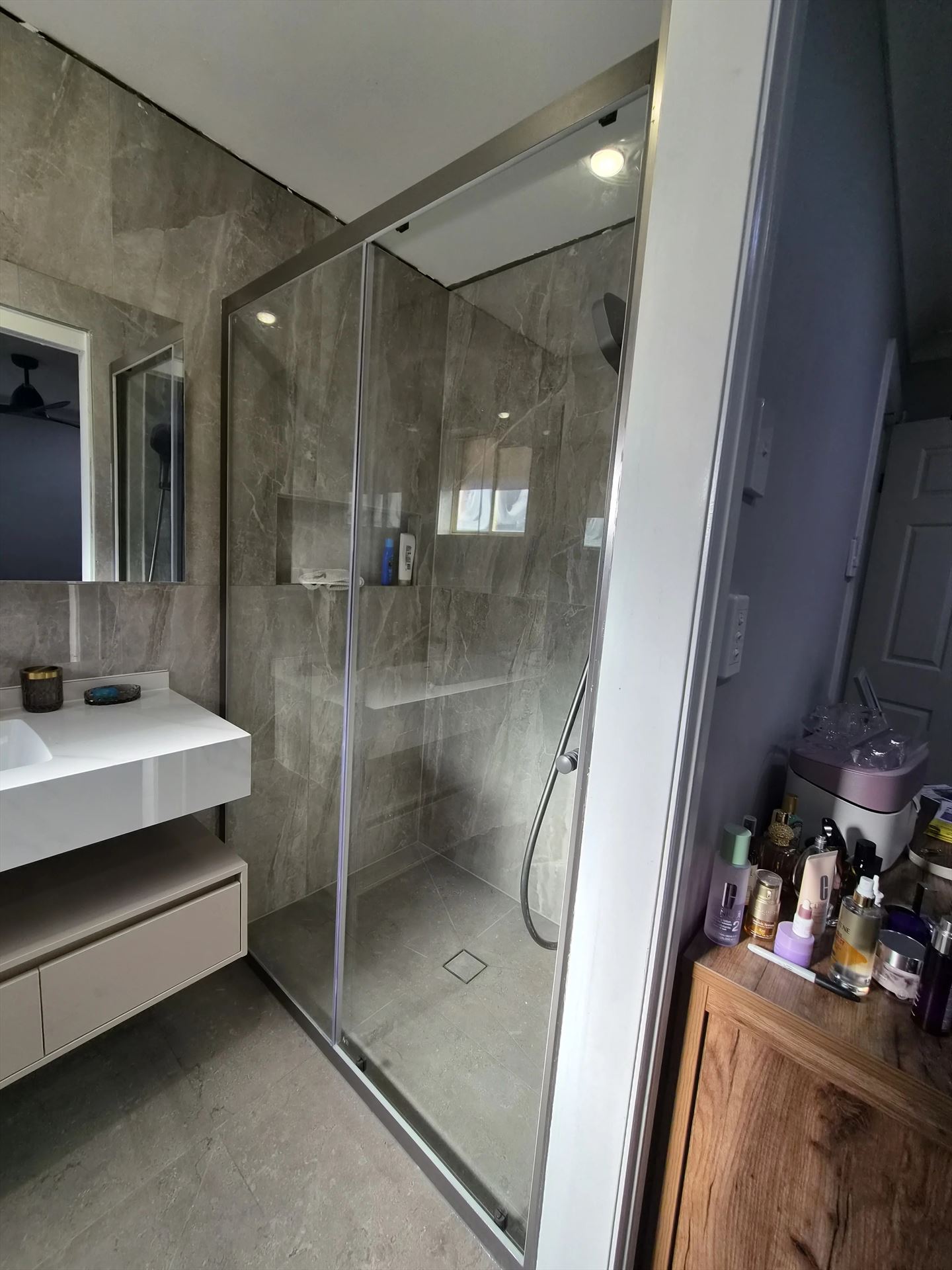 semi shower screen with chrome hardware installed in Quakers Hill by Showerland