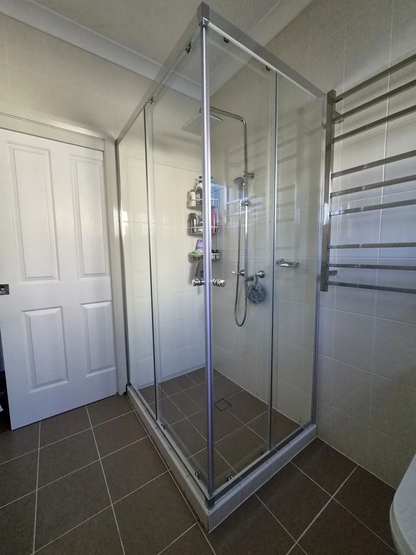 fully shower screen with chrome hardware installed in Blacktown by Showerland