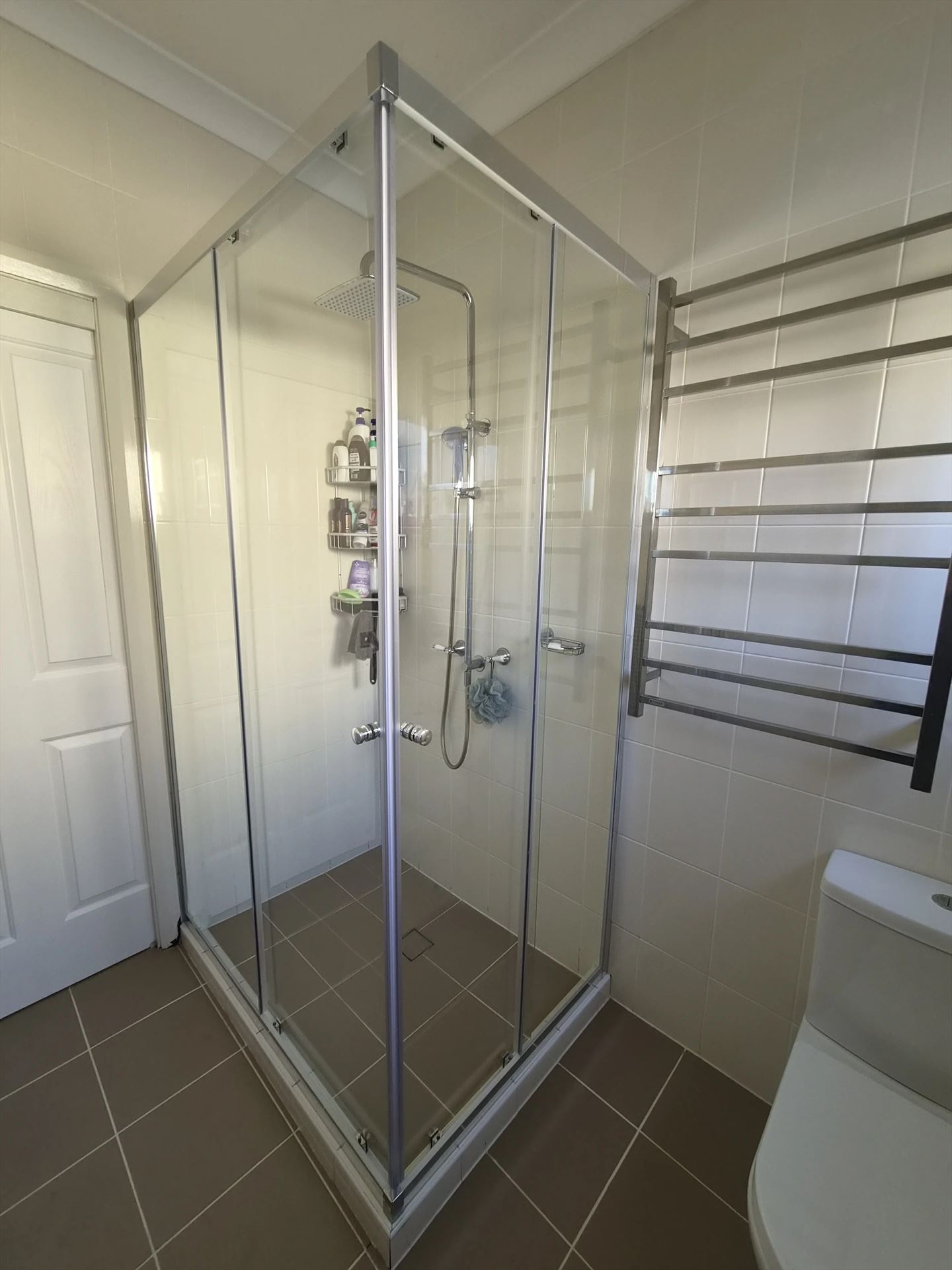 fully shower screen with chrome hardware installed in Blacktown by Showerland